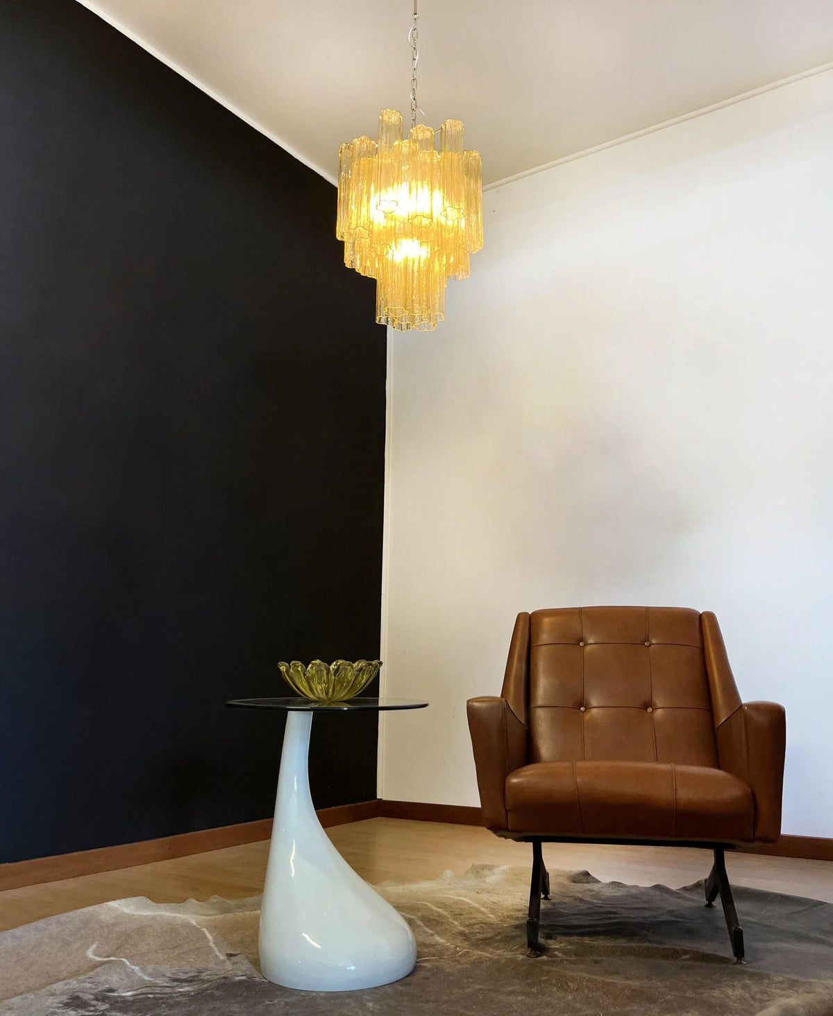 Fantastic Amber Murano Glass Tube Chandelier - view 5