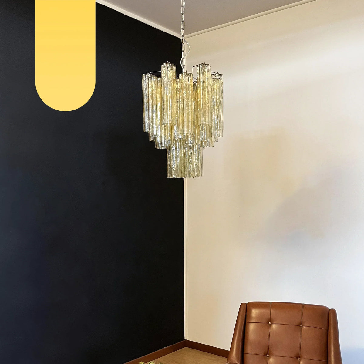 Fantastic Amber Murano Glass Tube Chandelier - view 17