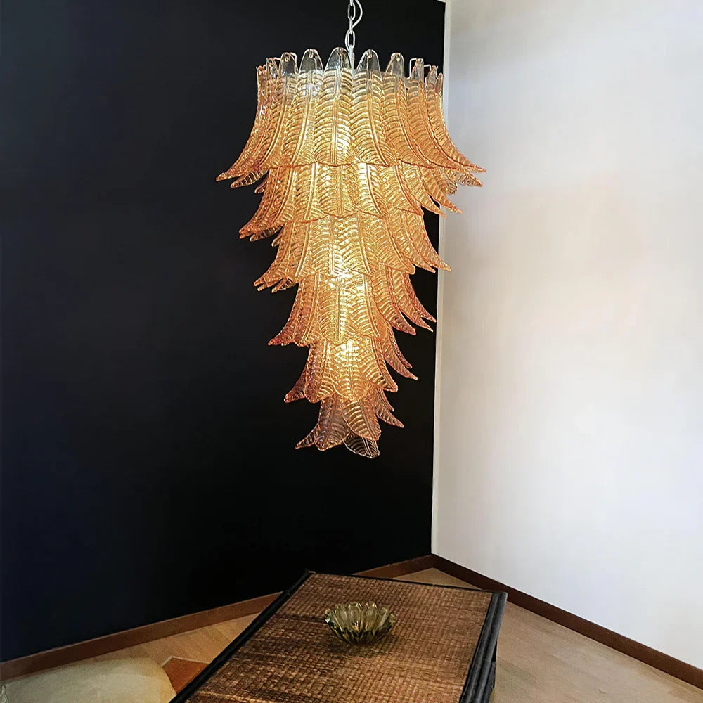 Murano Amber Felch Spiral Chandelier - view 2