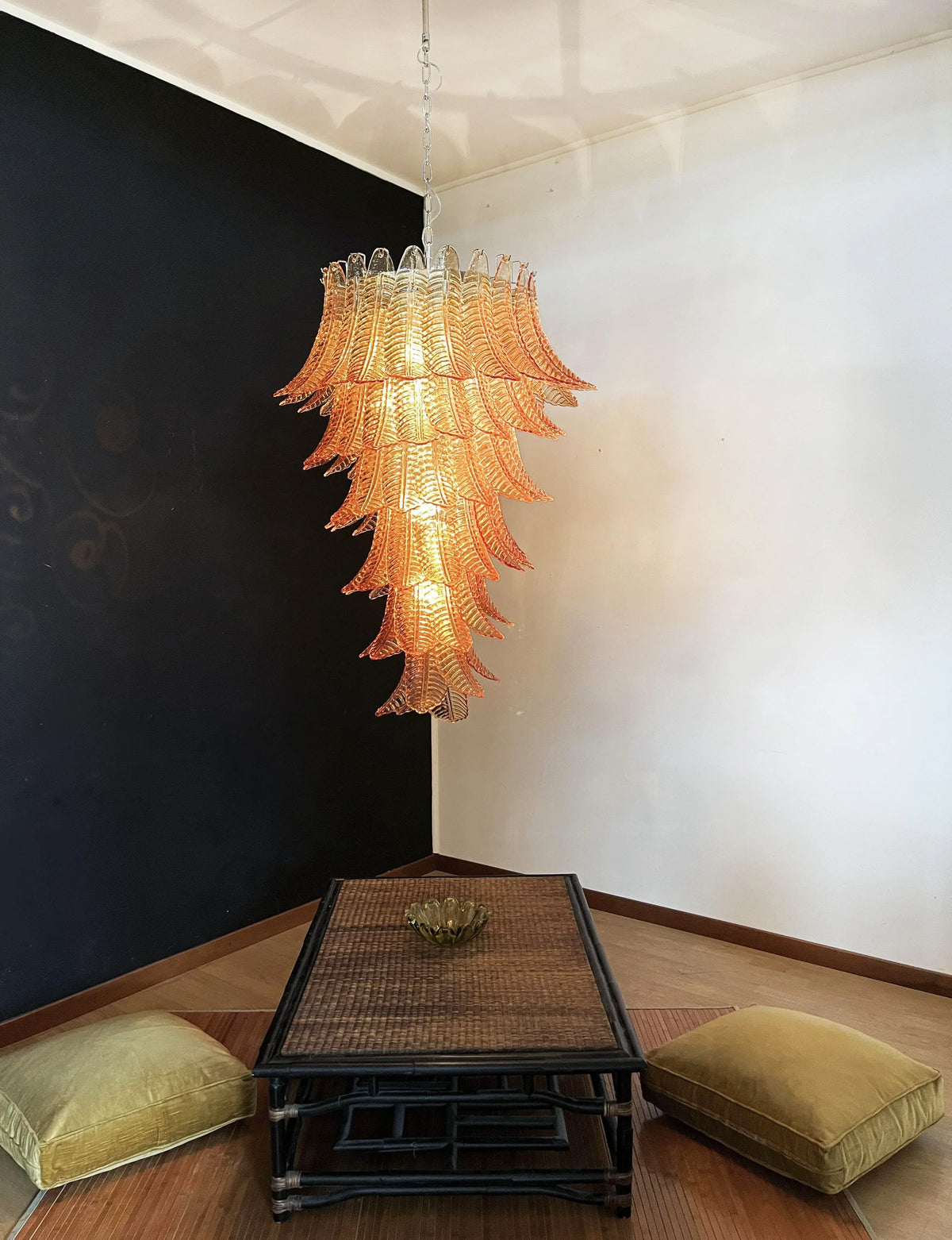 Murano Amber Felch Spiral Chandelier - view 3
