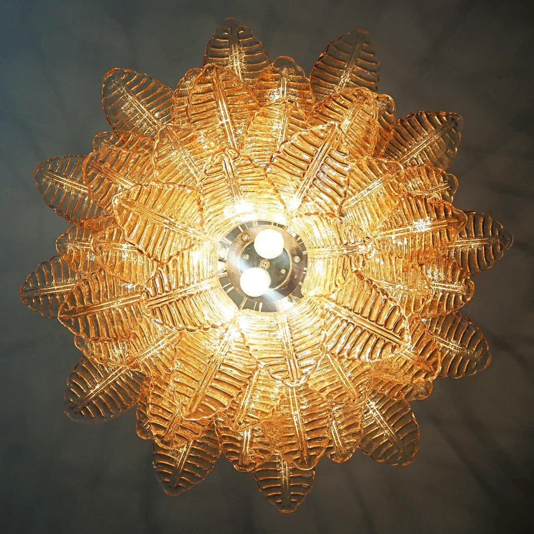 Murano Amber Ferns Glass Chandelier