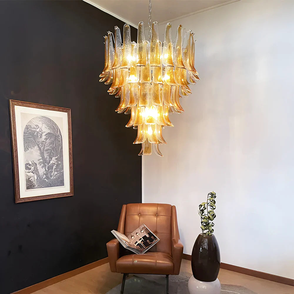 Murano Amber Glass Petals Chandelier - view 2