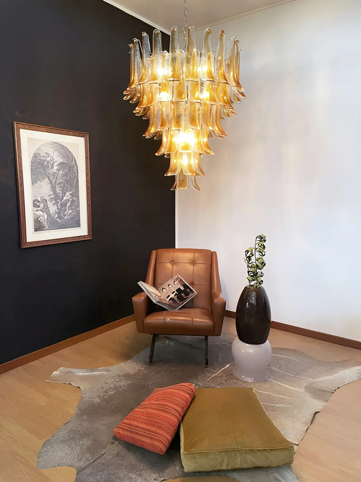 Murano Amber Glass Petals Chandelier - view 5