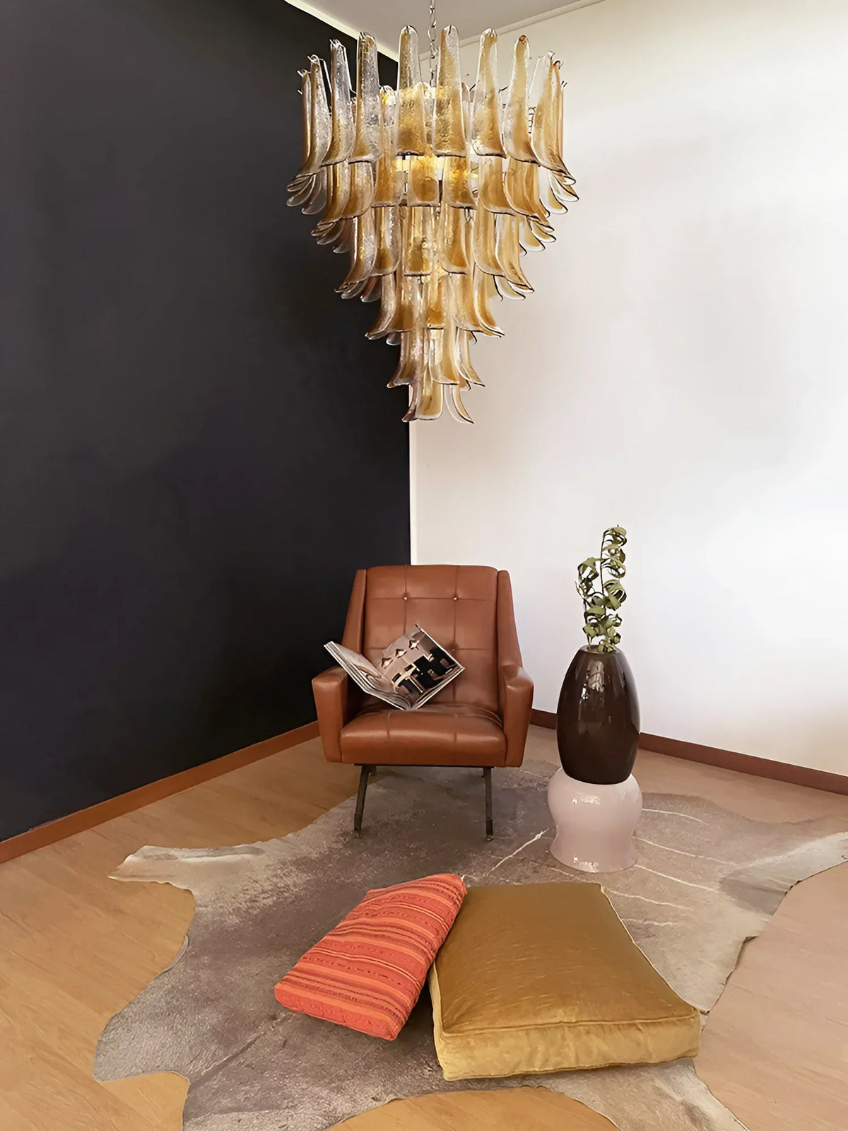 Murano Amber Glass Petals Chandelier - view 6