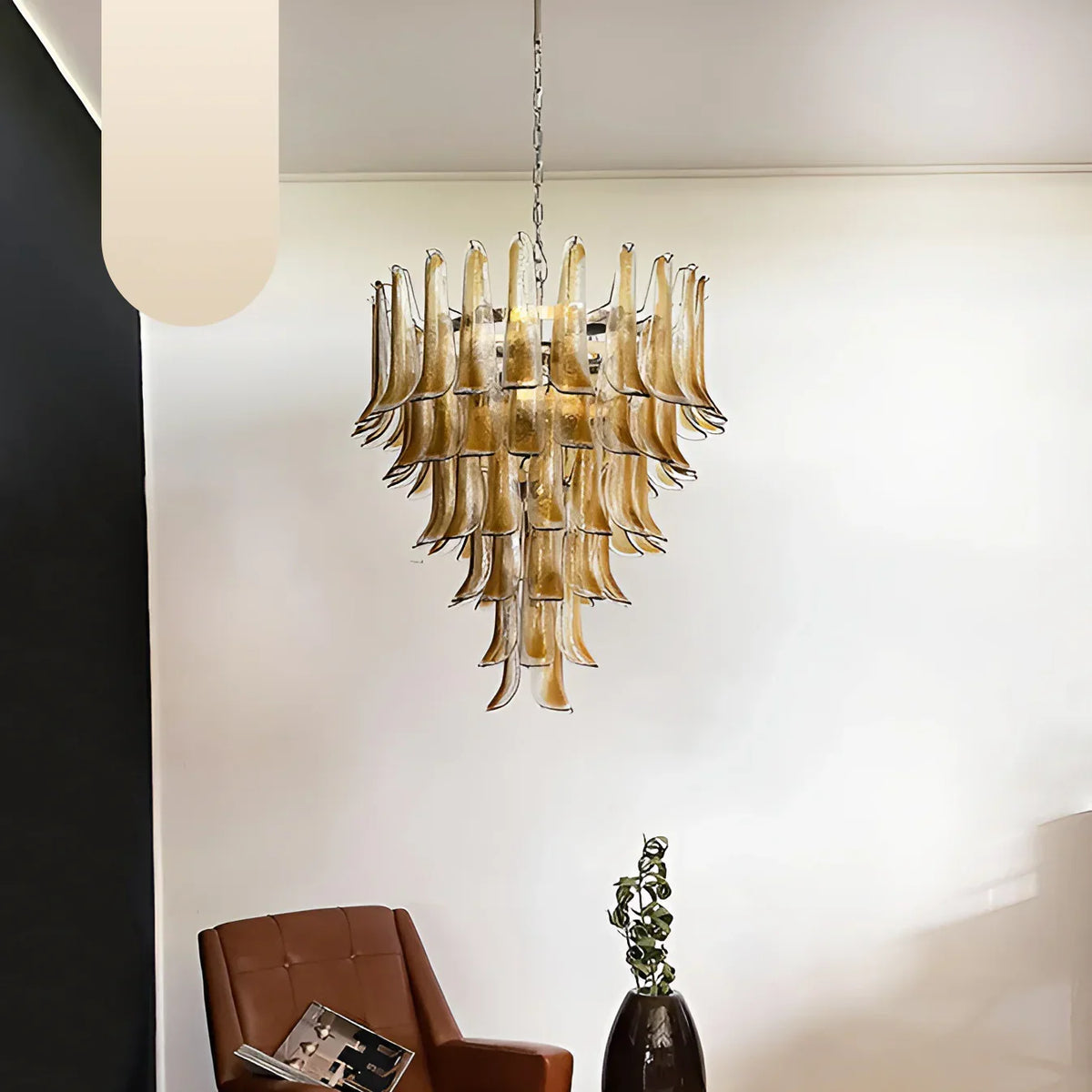 Murano Amber Glass Petals Chandelier - view 18