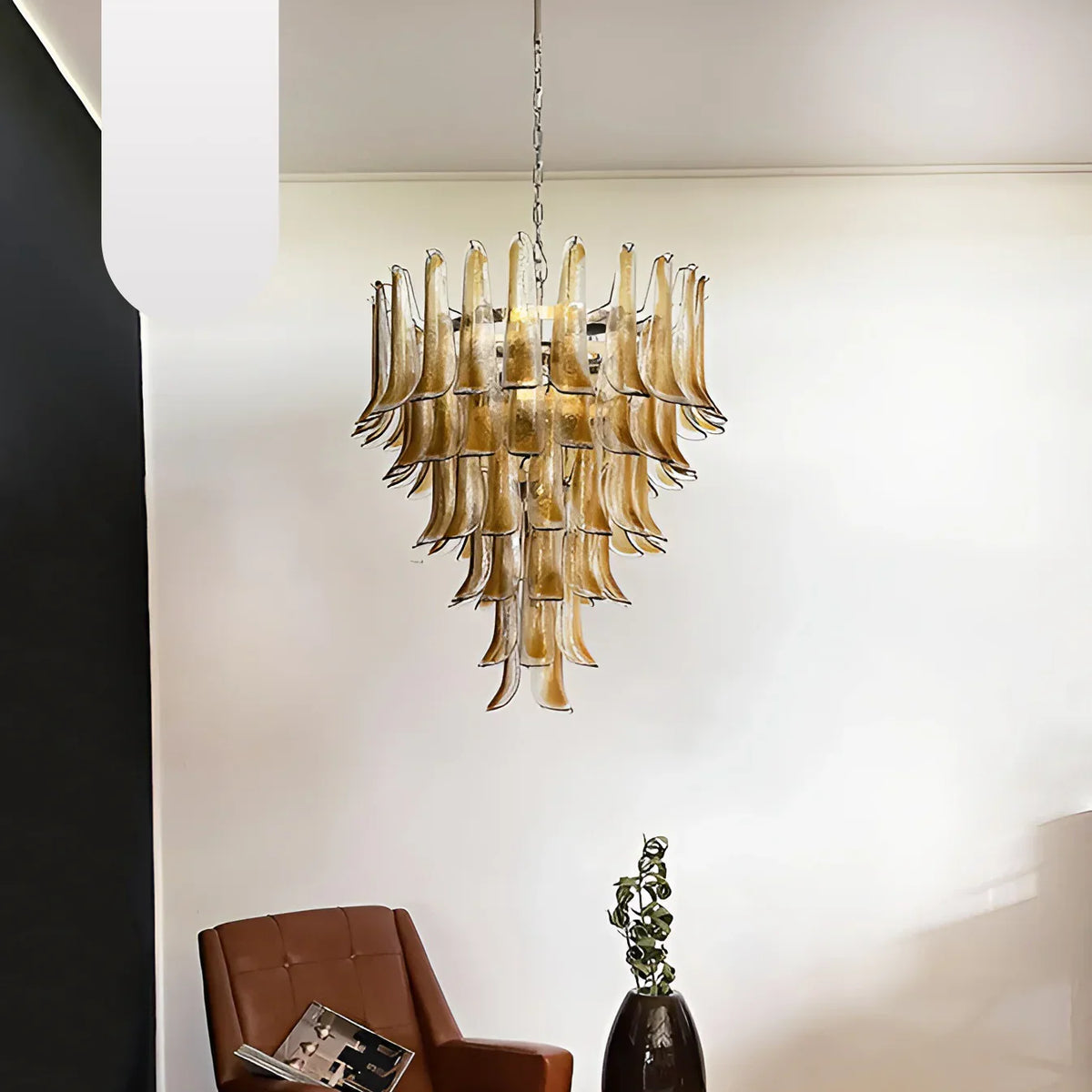 Murano Amber Glass Petals Chandelier - view 19