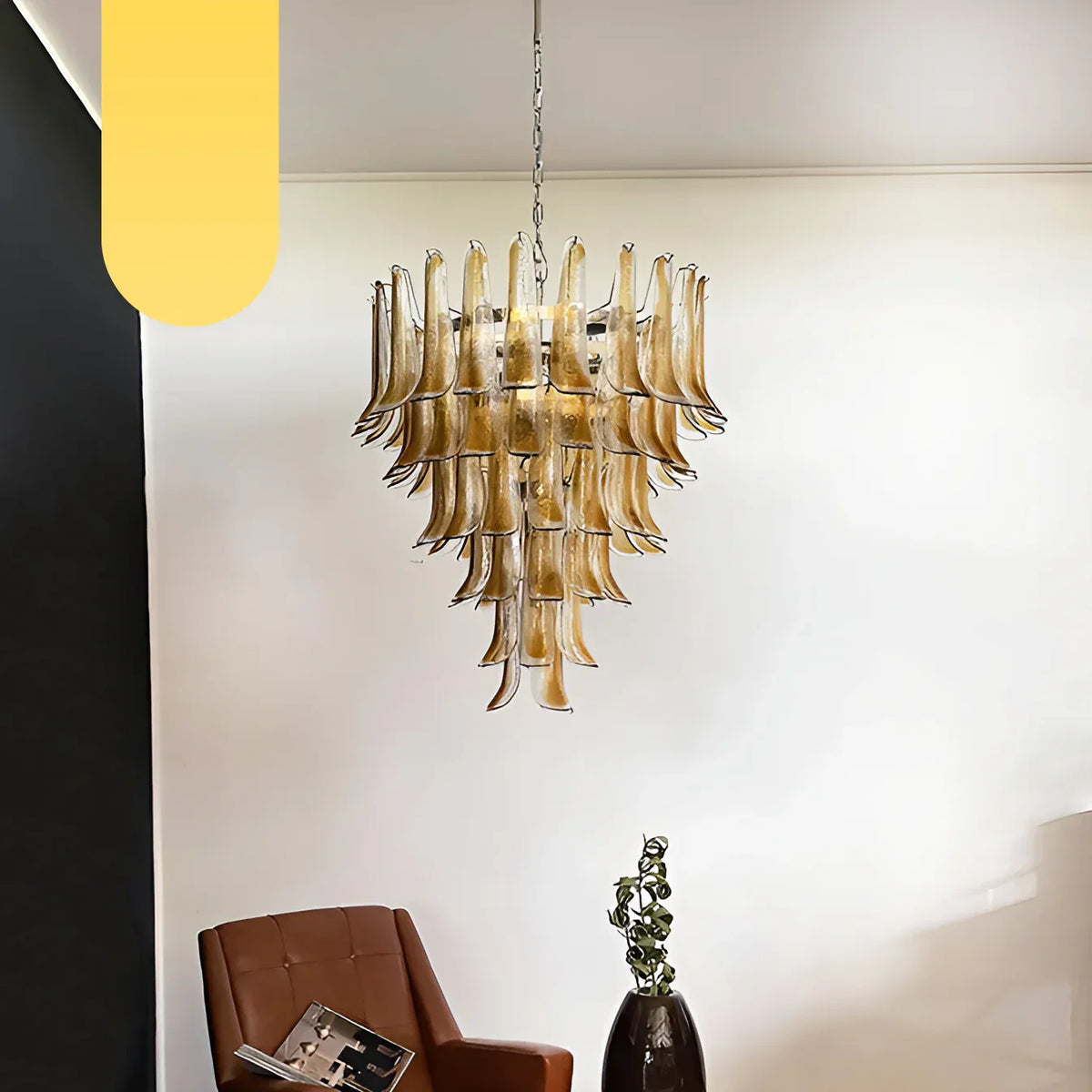 Murano Amber Glass Petals Chandelier - view 20