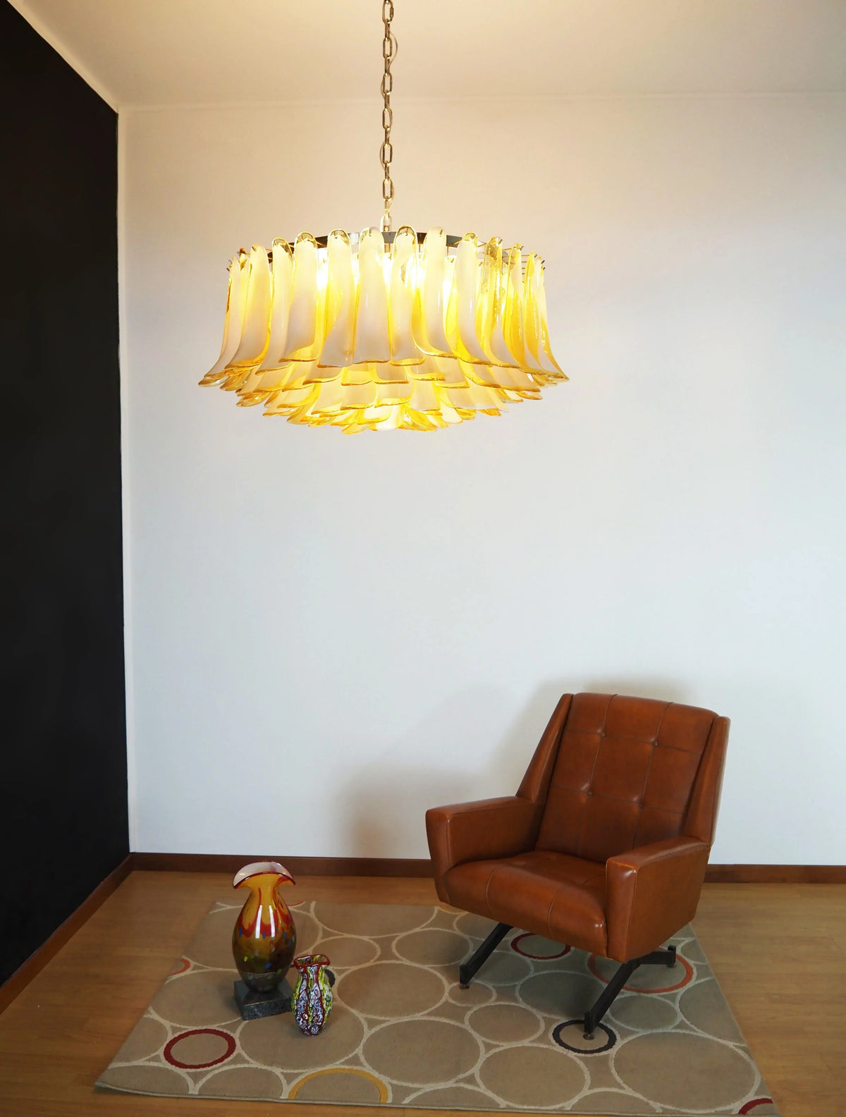 Murano Caramel Glass Petal Chandelier - view 4