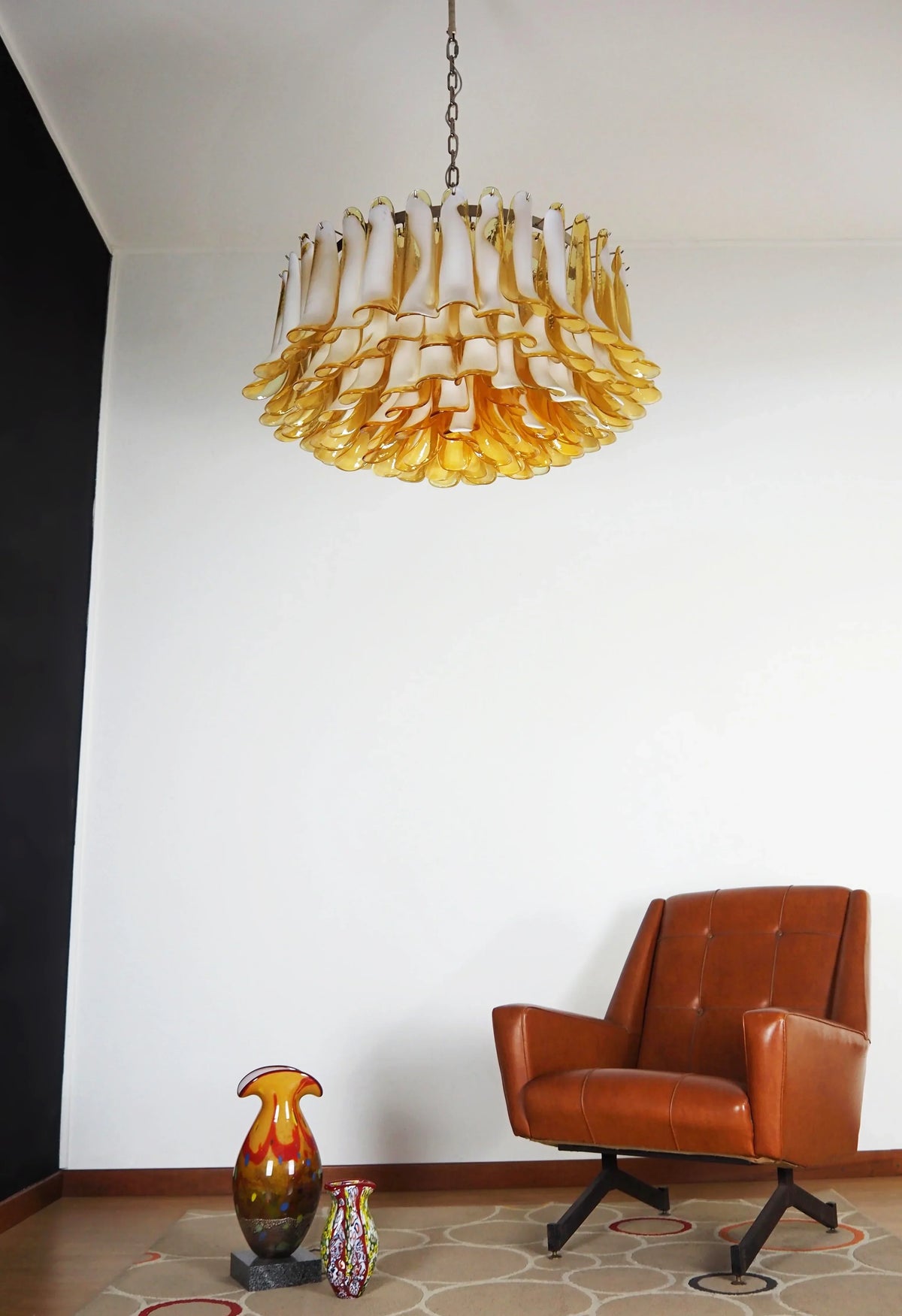 Murano Caramel Glass Petal Chandelier - view 7