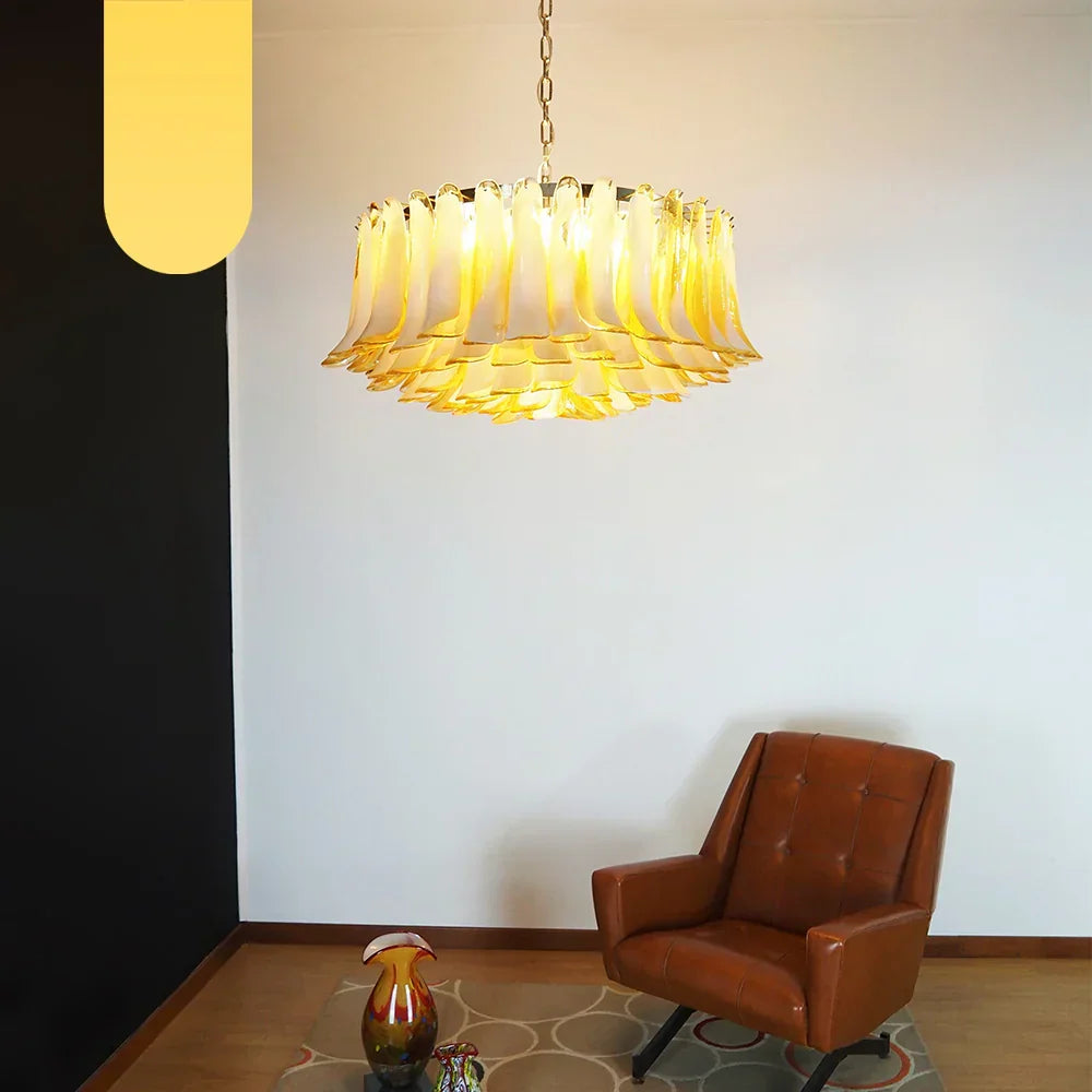 Murano Caramel Glass Petal Chandelier - view 17
