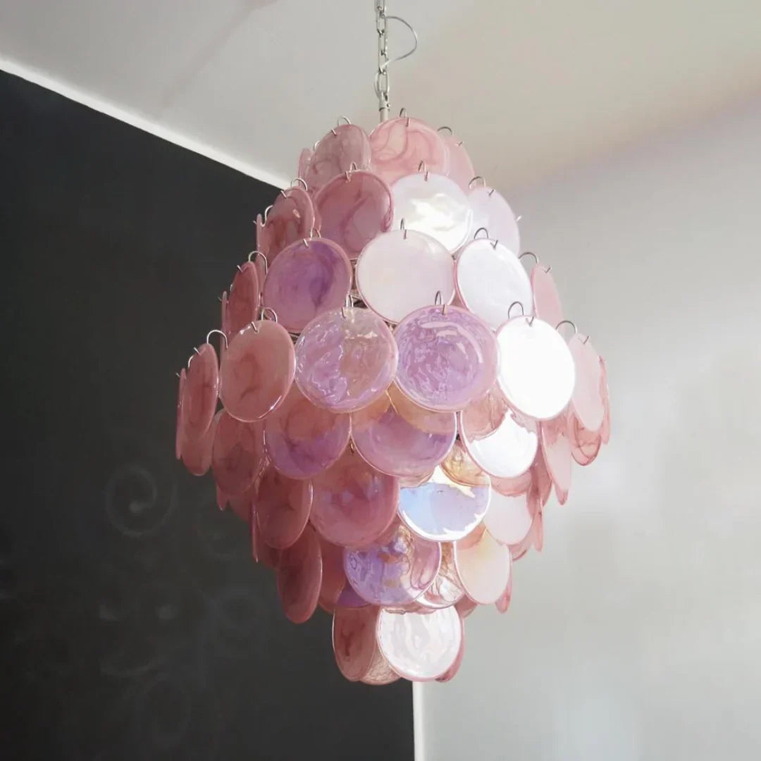 Huge Vintage Murano Pink Disks Chandelier - view 15