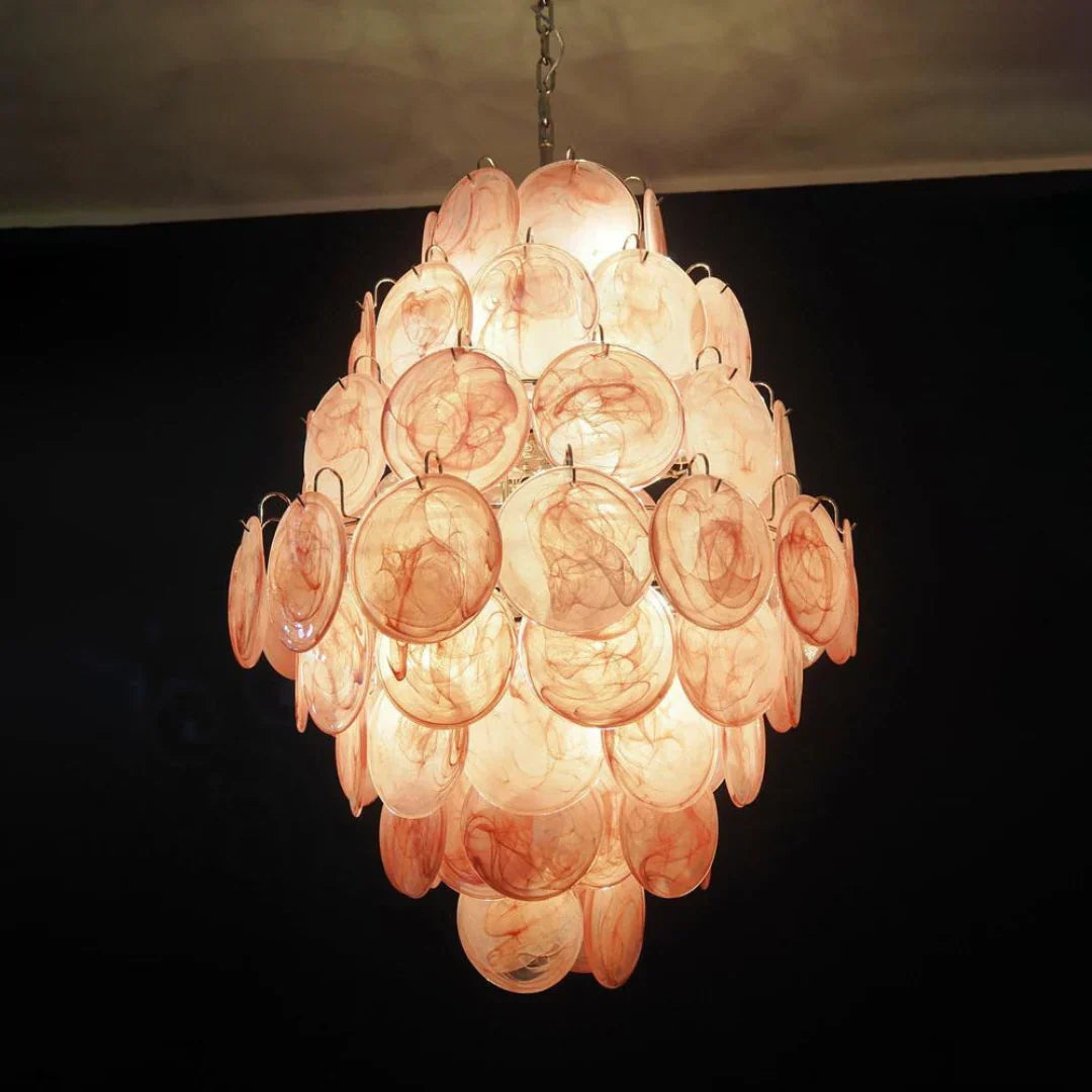 Huge Vintage Murano Pink Disks Chandelier - view 18