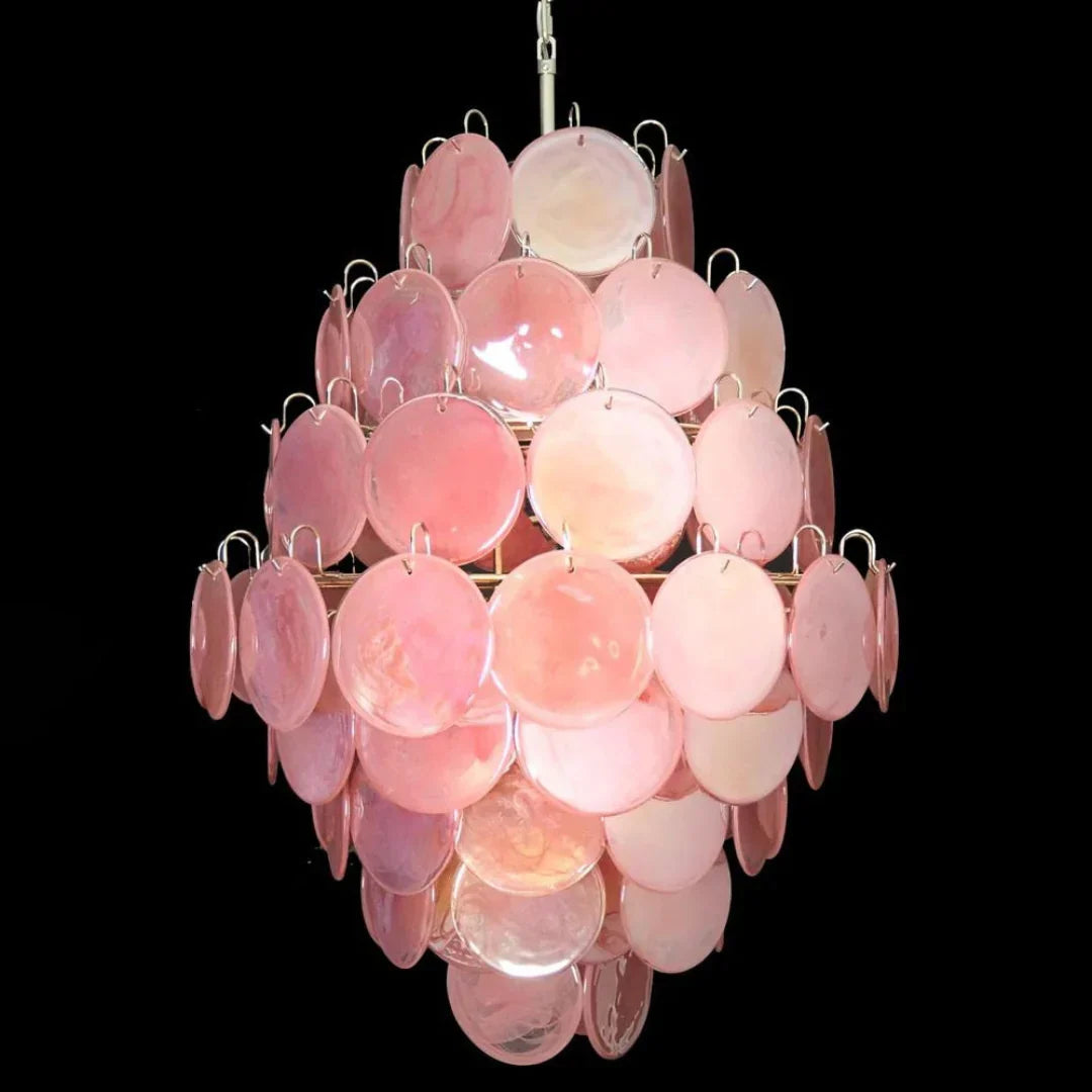 Huge Vintage Murano Pink Disks Chandelier - view 22