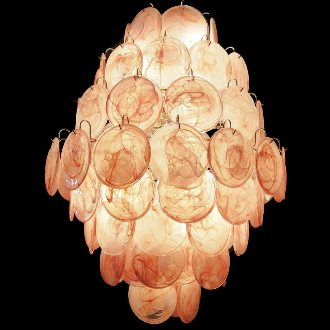 Huge Vintage Murano Pink Disks Chandelier - view 21