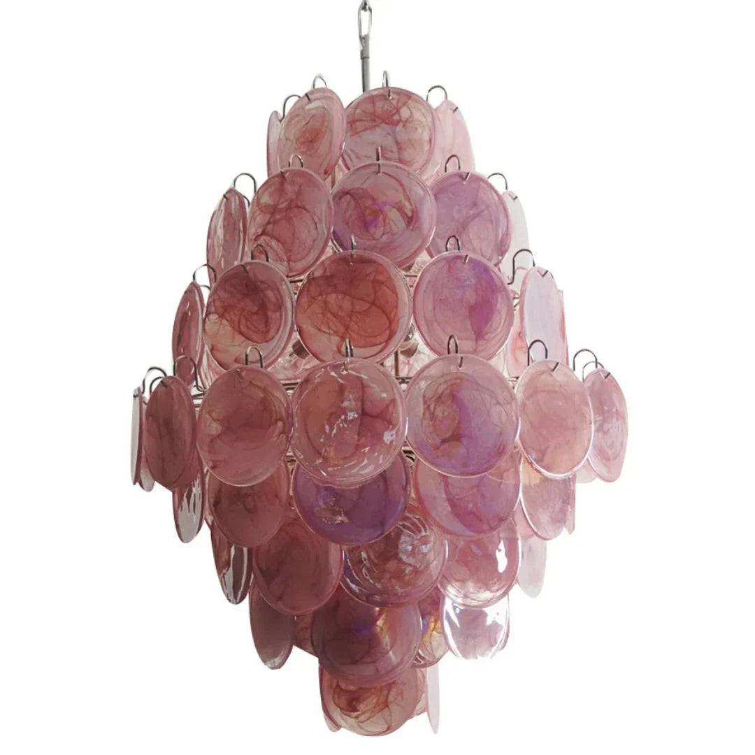 Huge Vintage Murano Pink Disks Chandelier - view 28