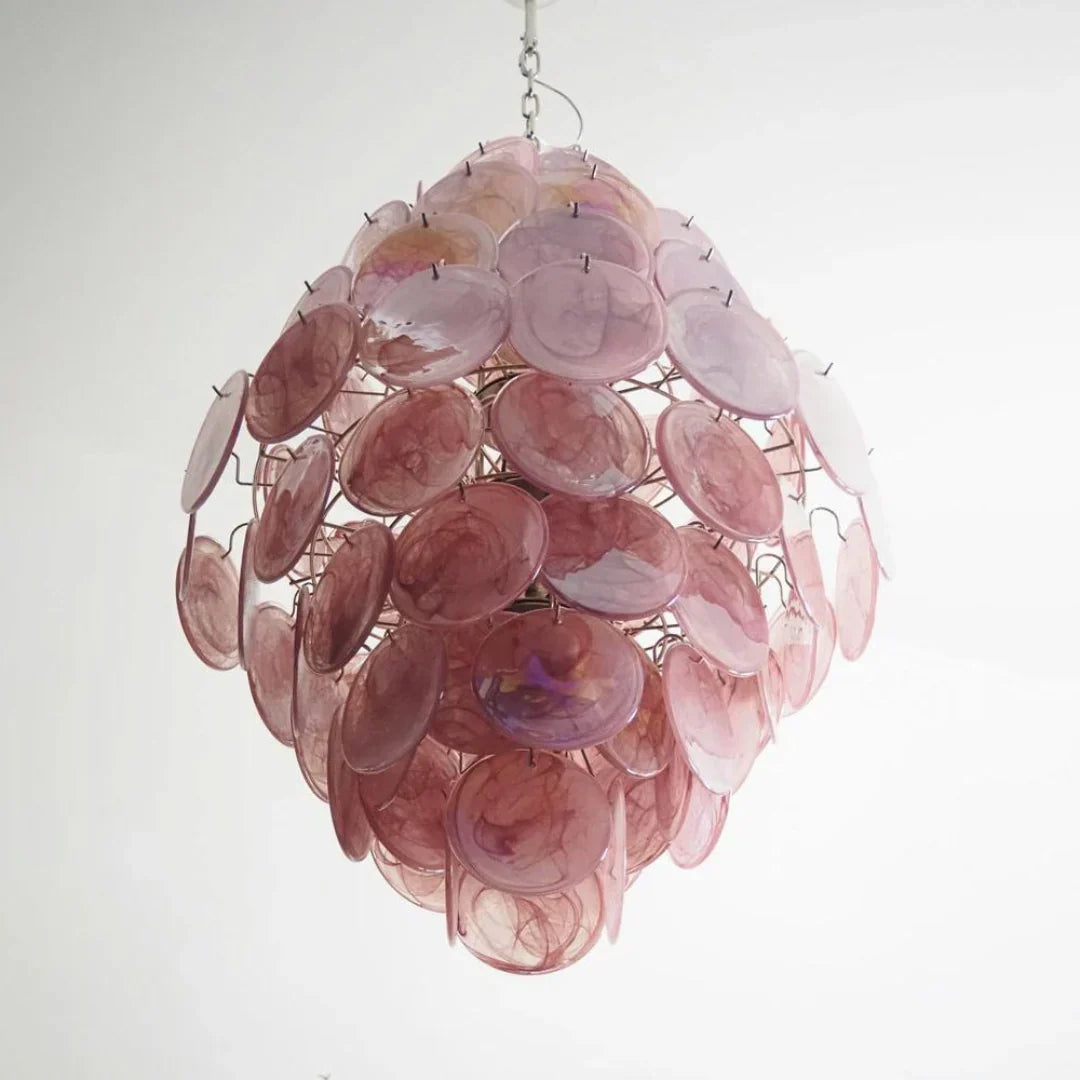 Huge Vintage Murano Pink Disks Chandelier - view 19