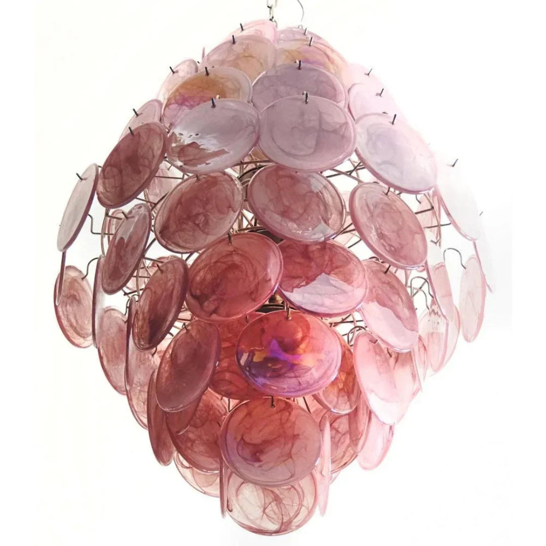 Huge Vintage Murano Pink Disks Chandelier - view 20