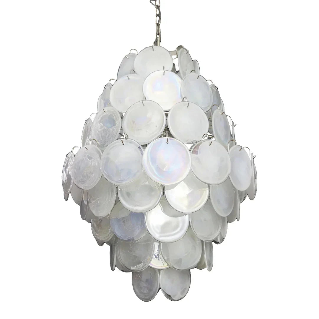 Huge Vintage Murano White Disks Chandelier - view 22