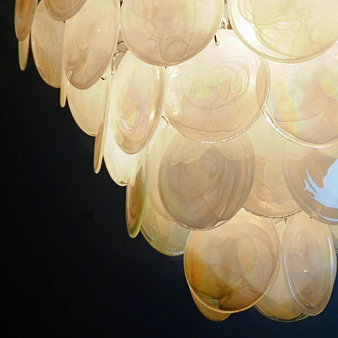 Huge Vintage Murano White Disks Chandelier - view 18