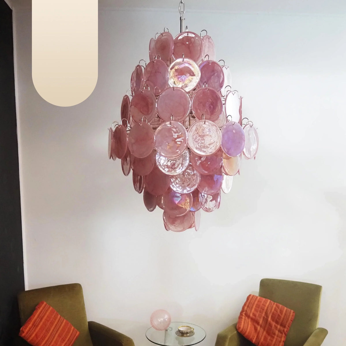 Huge Vintage Murano Pink Disks Chandelier - view 25
