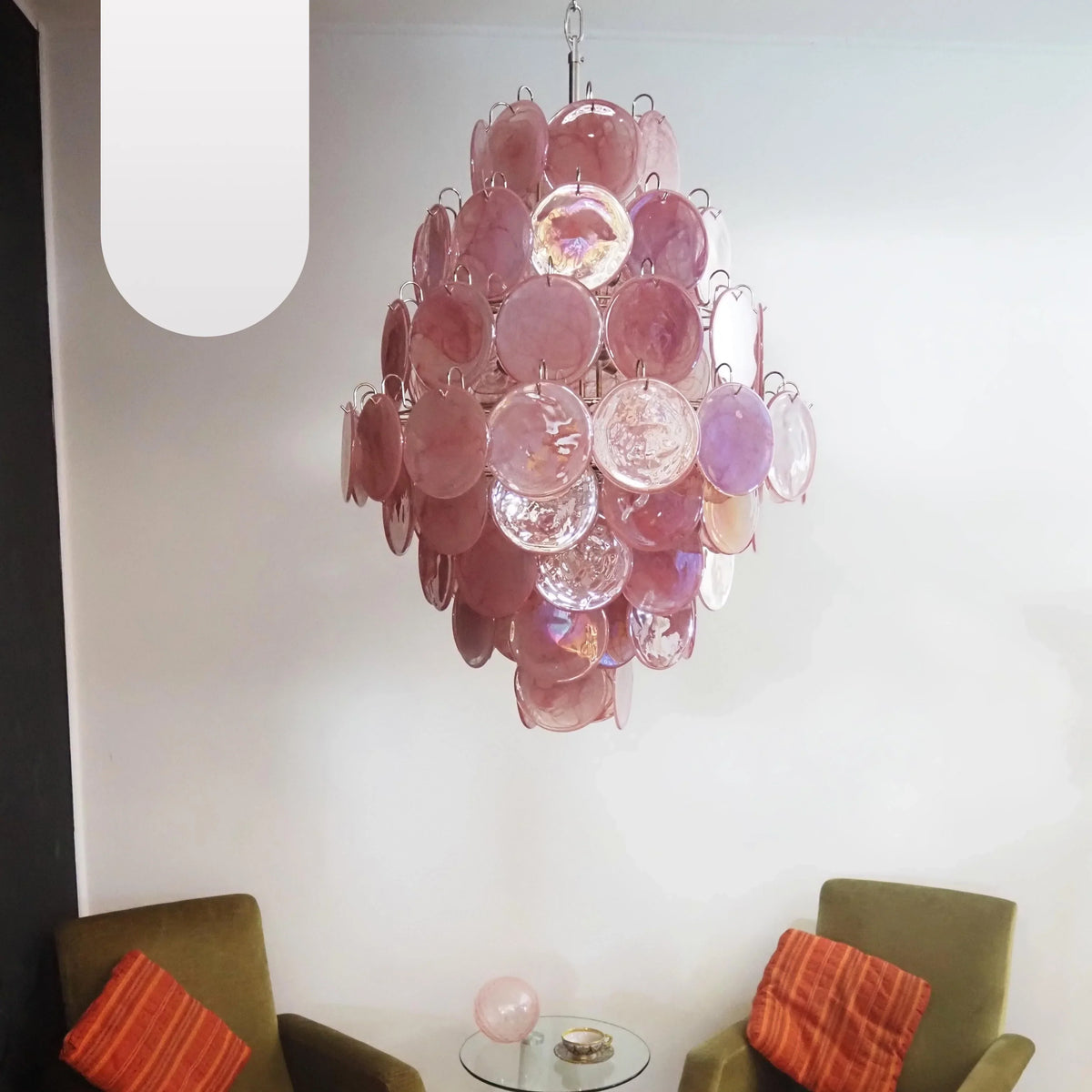 Huge Vintage Murano Pink Disks Chandelier - view 26