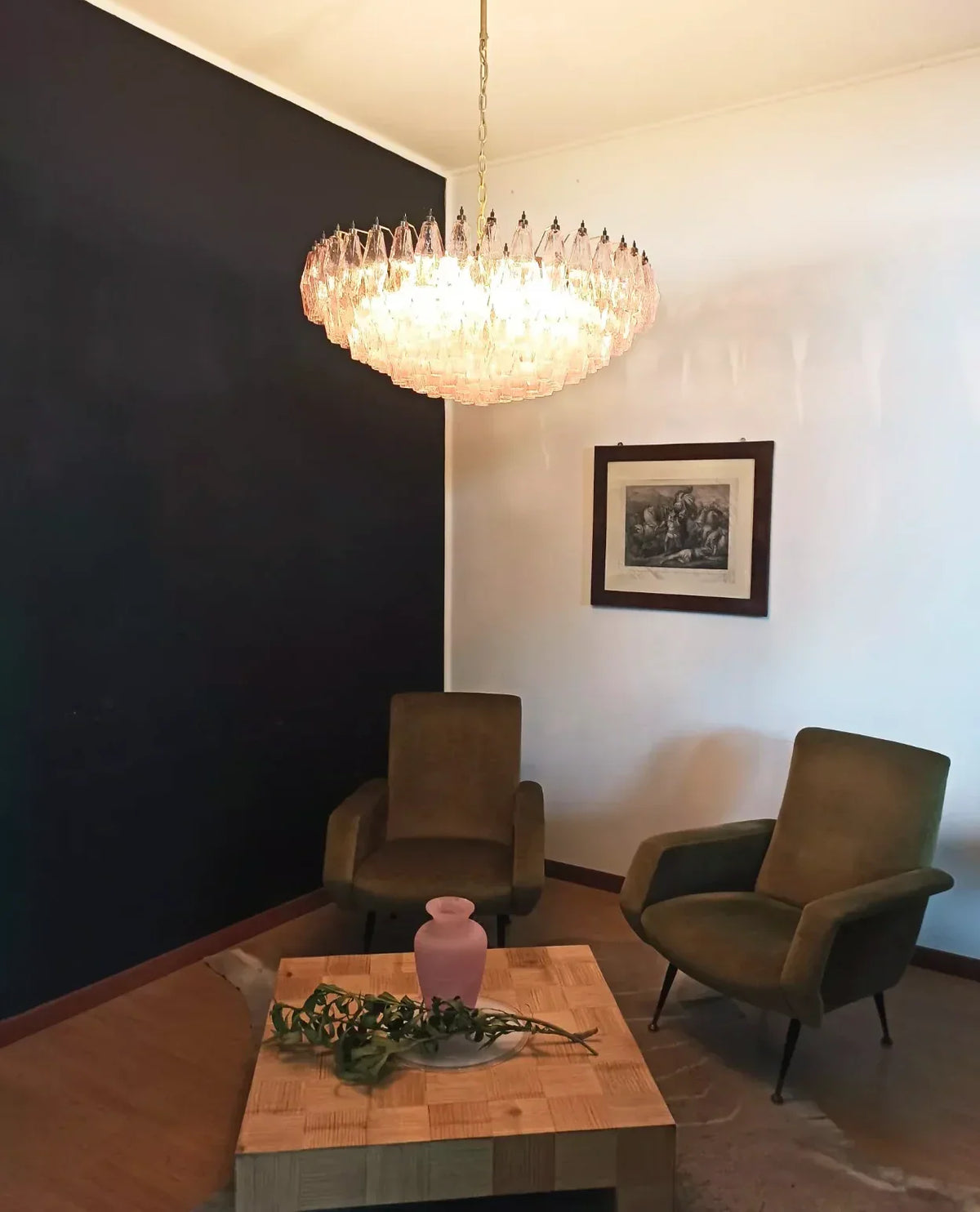 Murano Faceted Pink Glass Chandelier - view 6