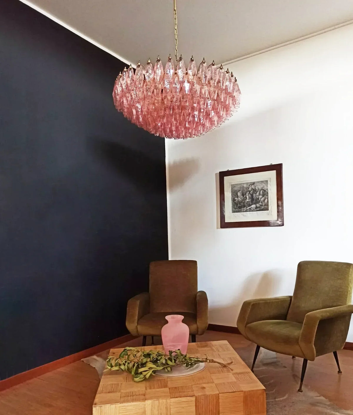 Murano Faceted Pink Glass Chandelier - view 4