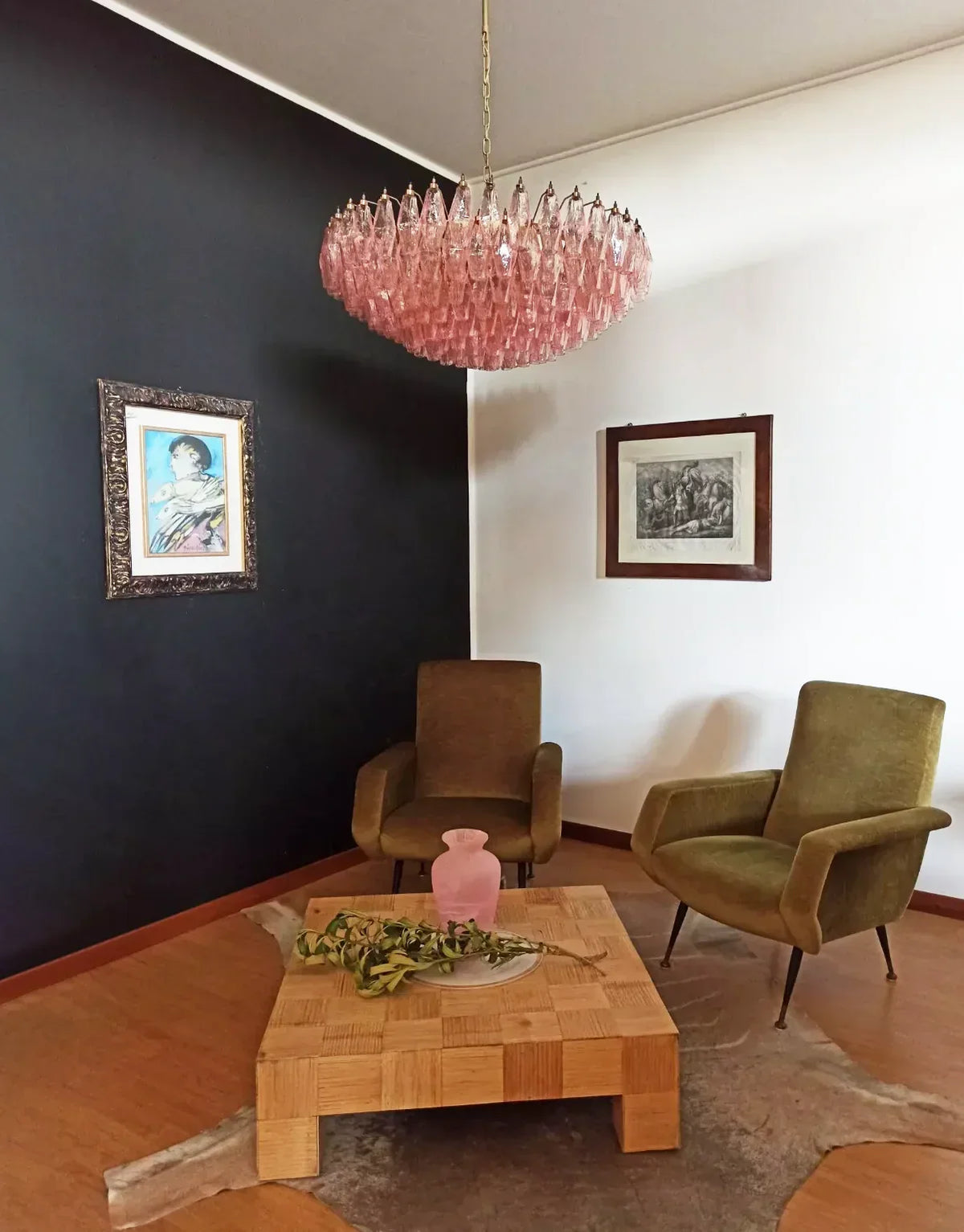 Murano Faceted Pink Glass Chandelier - view 5