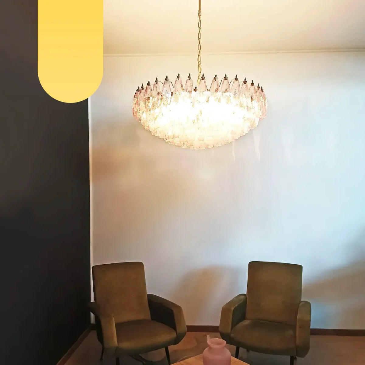 Murano Faceted Pink Glass Chandelier - view 18