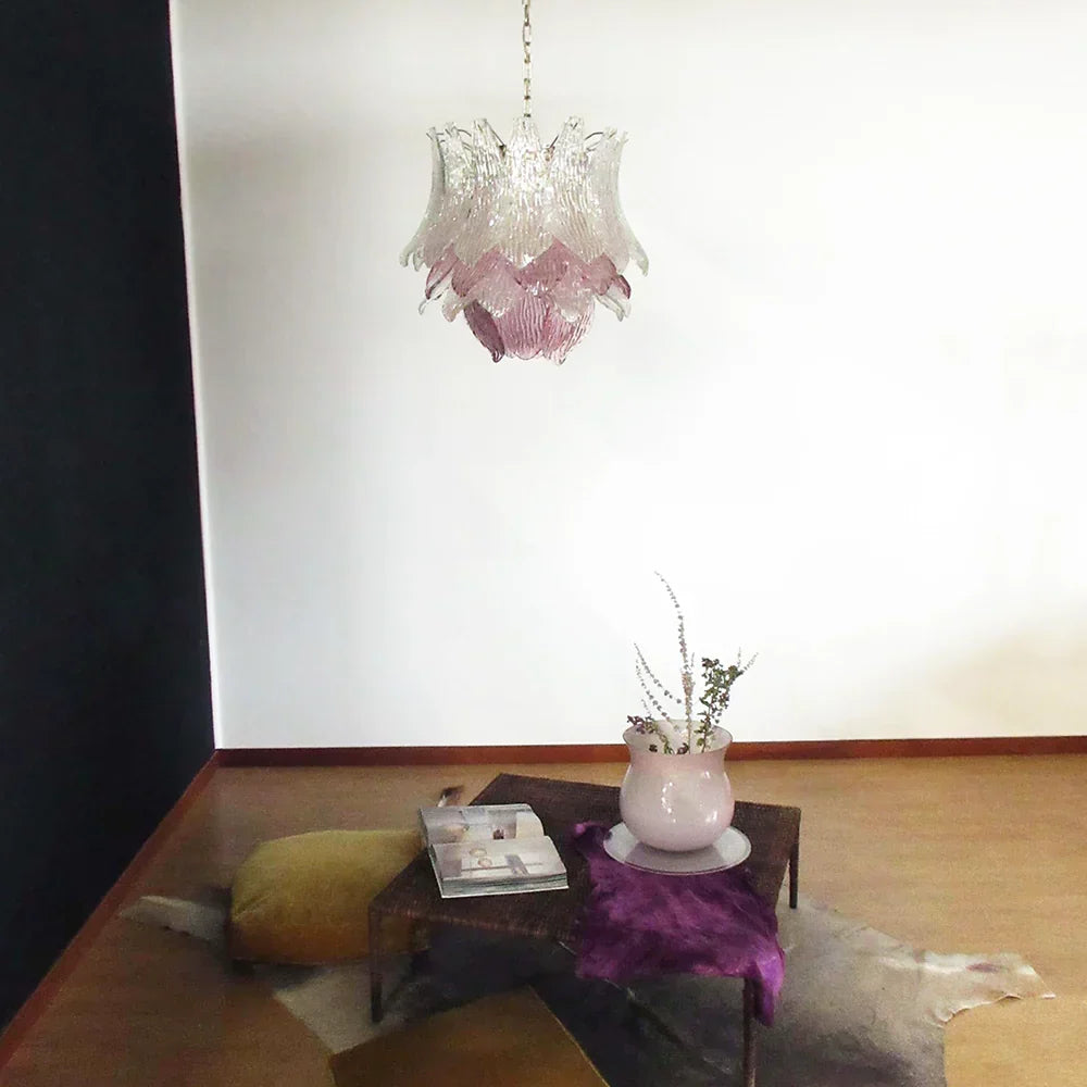 Vintage Murano Transparent Amethyst Glass Chandelier