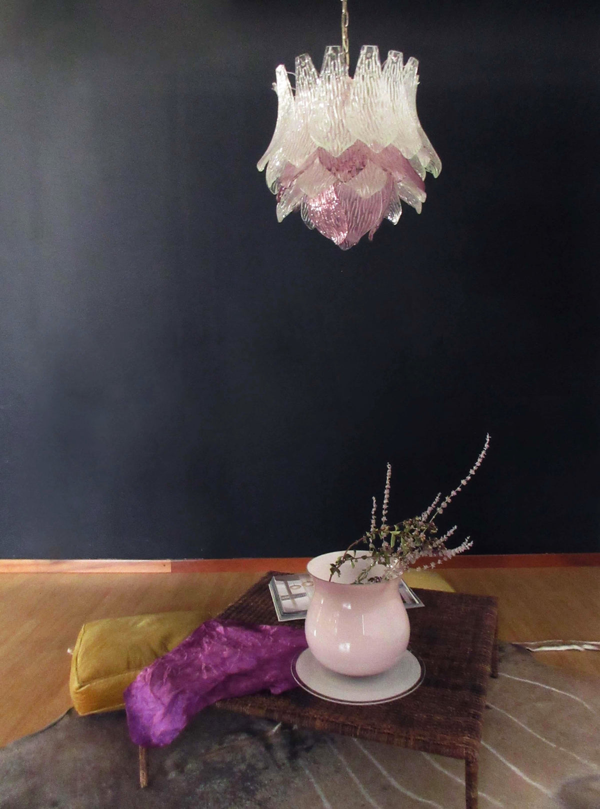 Vintage Murano Transparent Amethyst Glass Chandelier - view 5