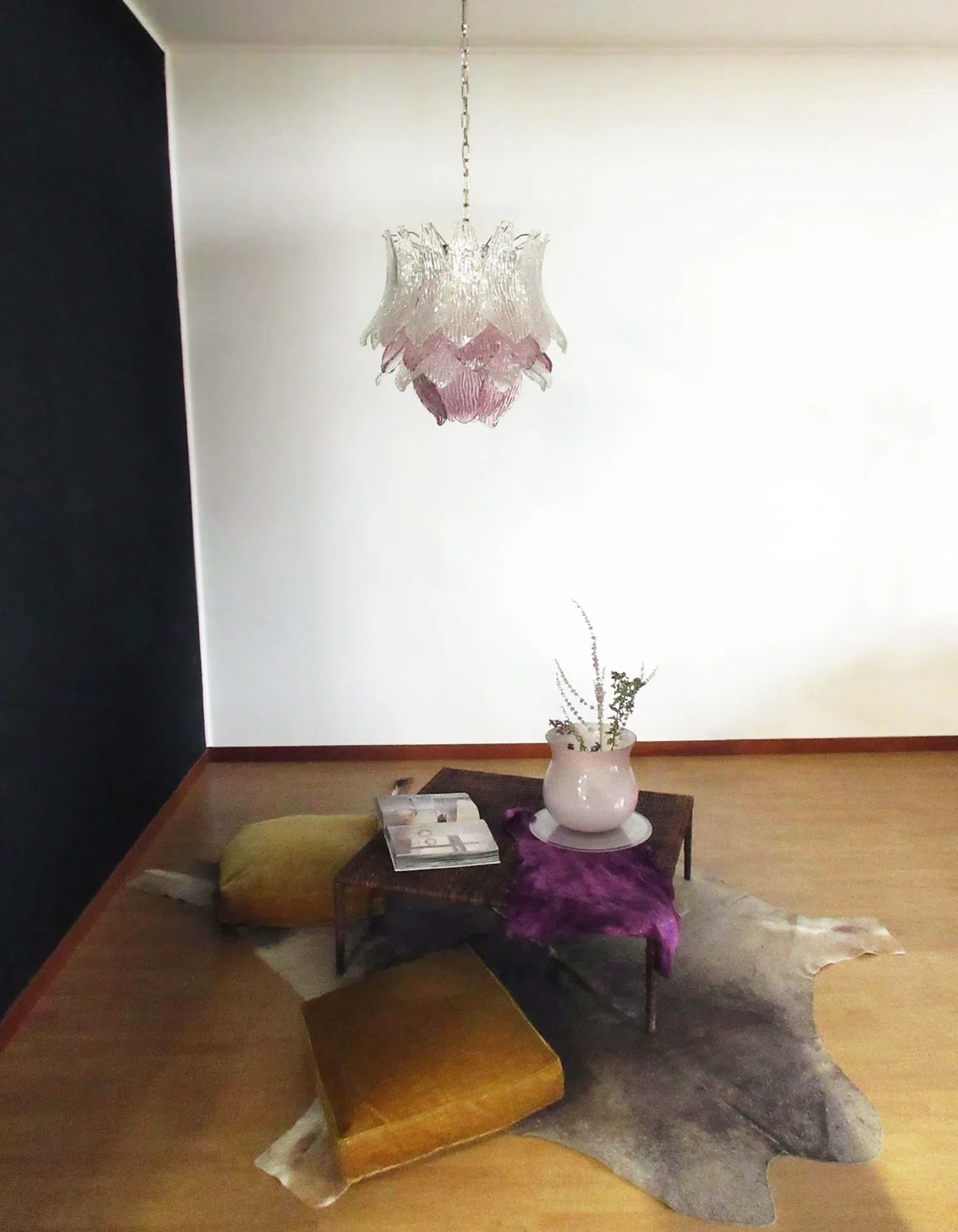 Vintage Murano Transparent Amethyst Glass Chandelier - view 3