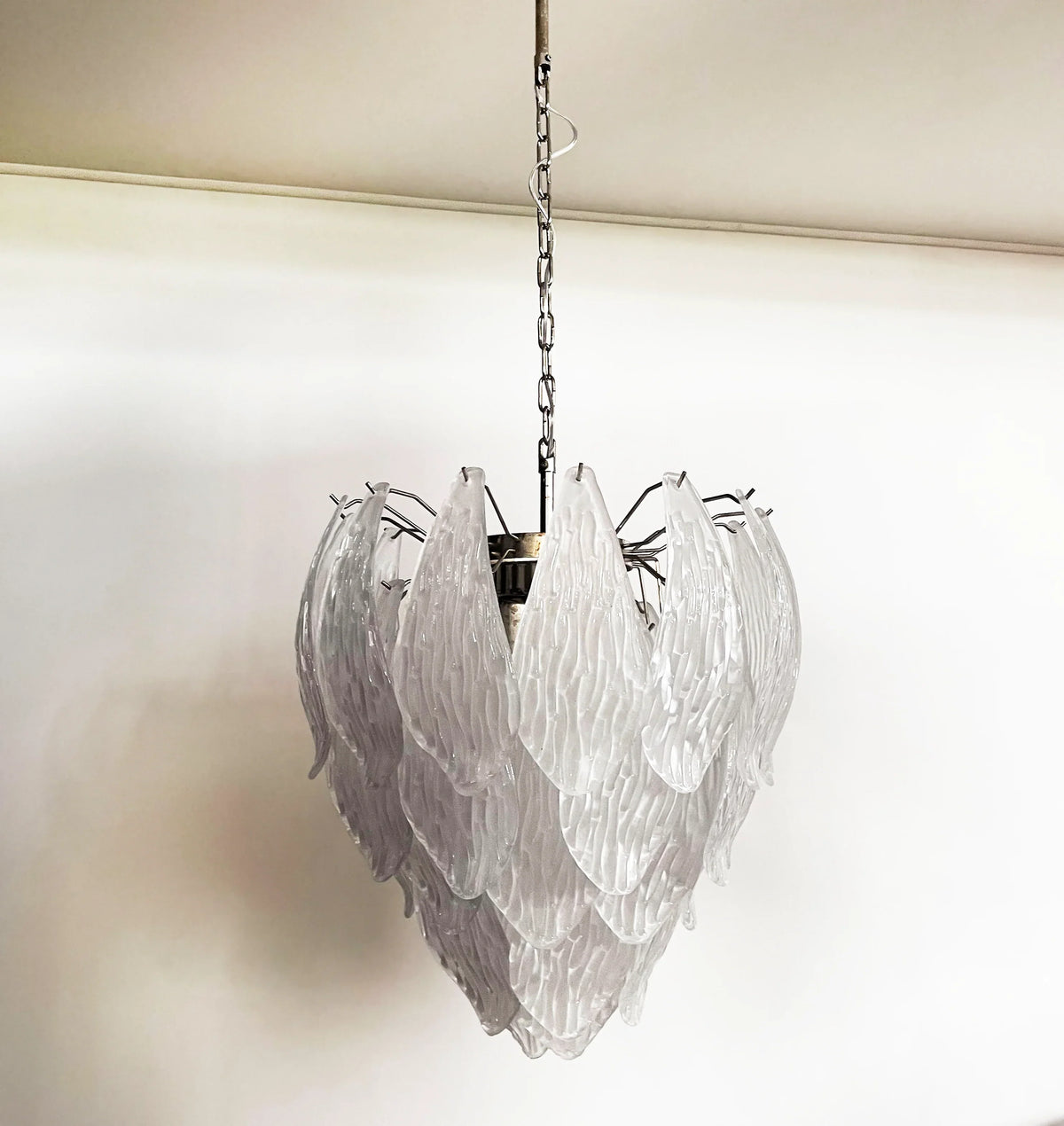 Murano Frosted Carved Glass Leaves Chandelier - view 11