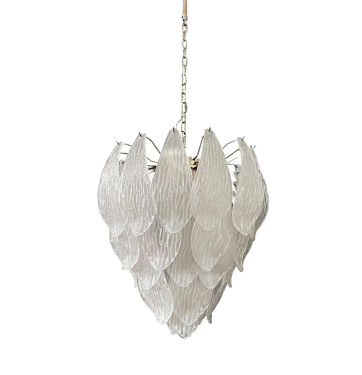 Murano Frosted Carved Glass Leaves Chandelier - view 17