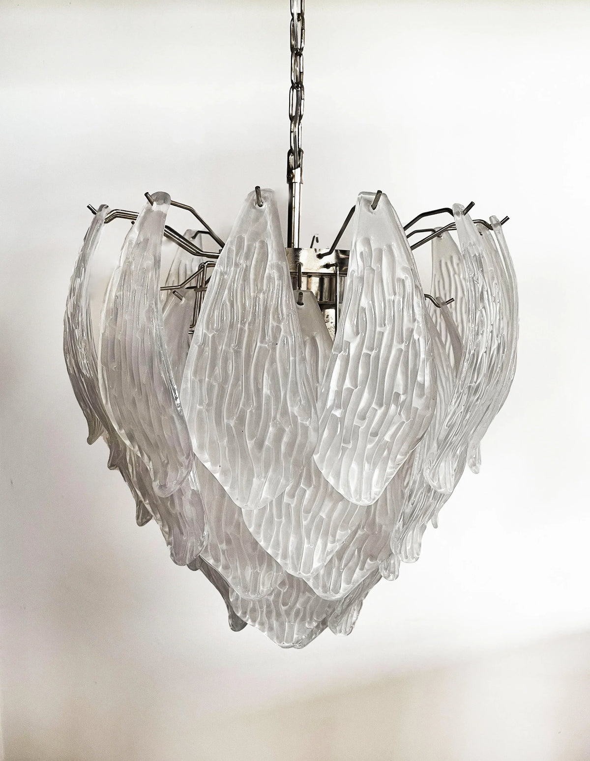 Murano Frosted Carved Glass Leaves Chandelier - view 13