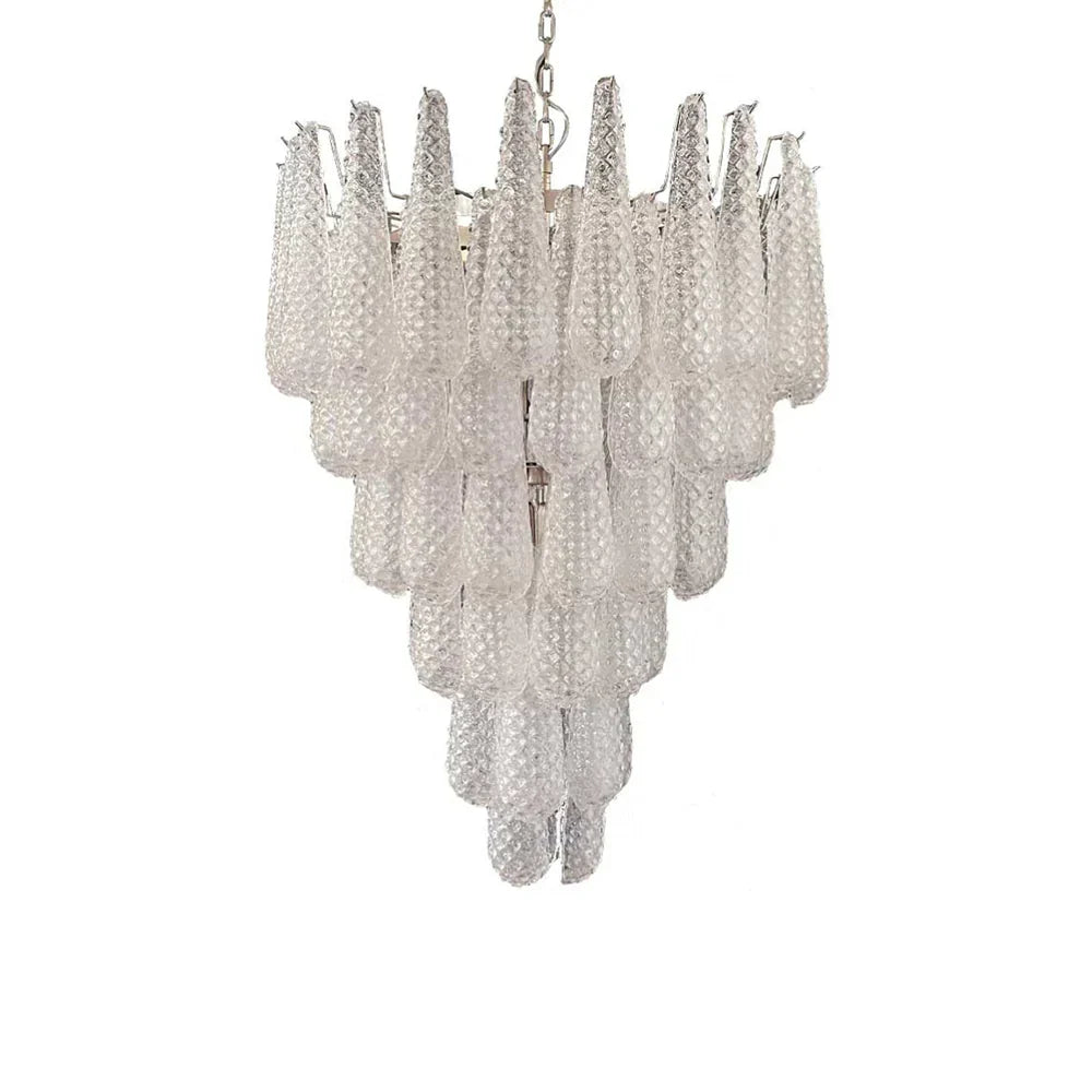 Vintage Transparent Murano Glass Petals Drop Chandelier