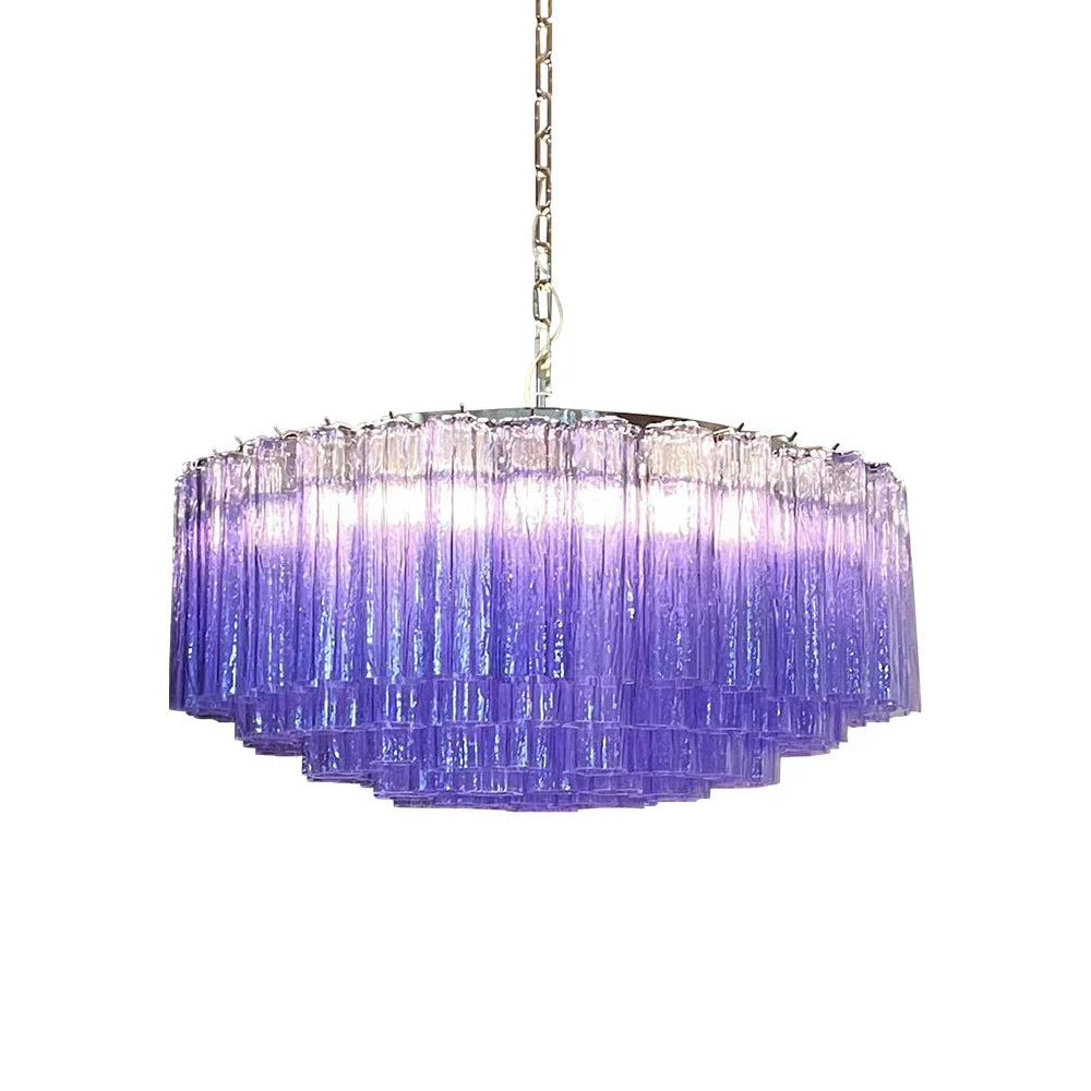 Murano Large Amethyst Glass Tube Chandelier - view 20