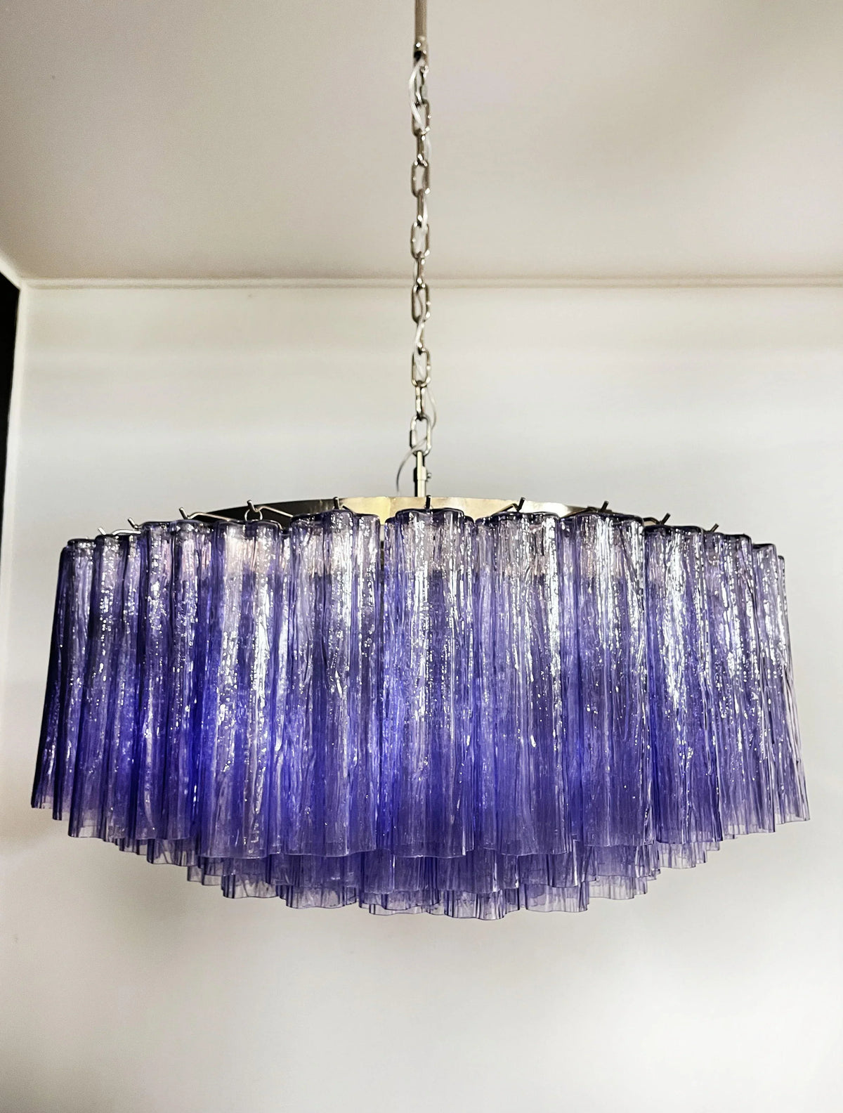 Murano Large Amethyst Glass Tube Chandelier - view 14