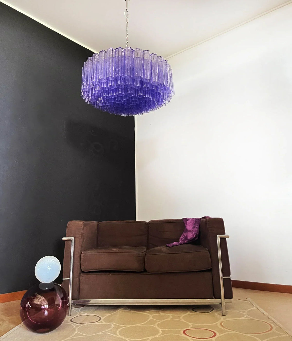 Murano Large Amethyst Glass Tube Chandelier - view 10