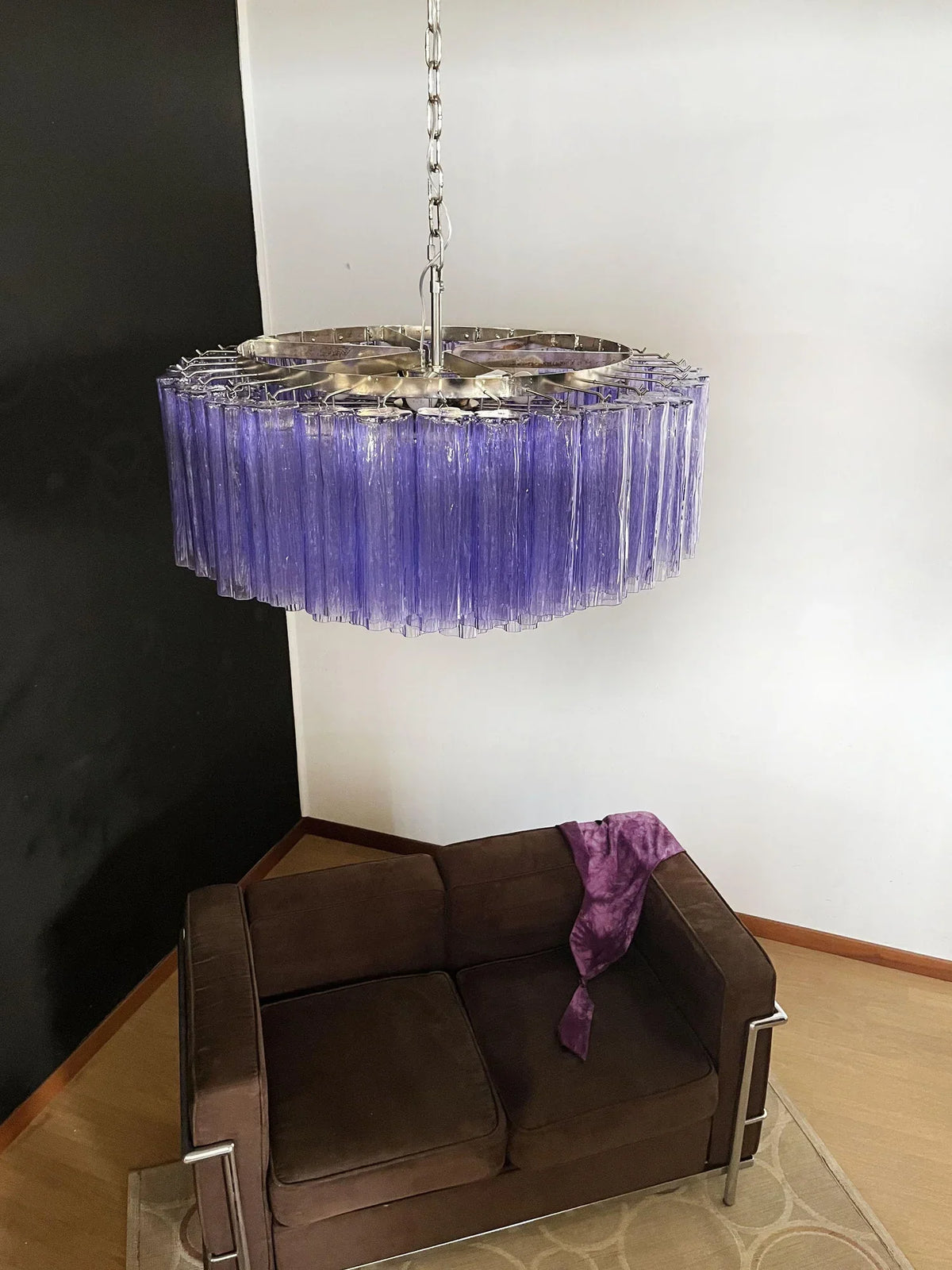Murano Large Amethyst Glass Tube Chandelier - view 8