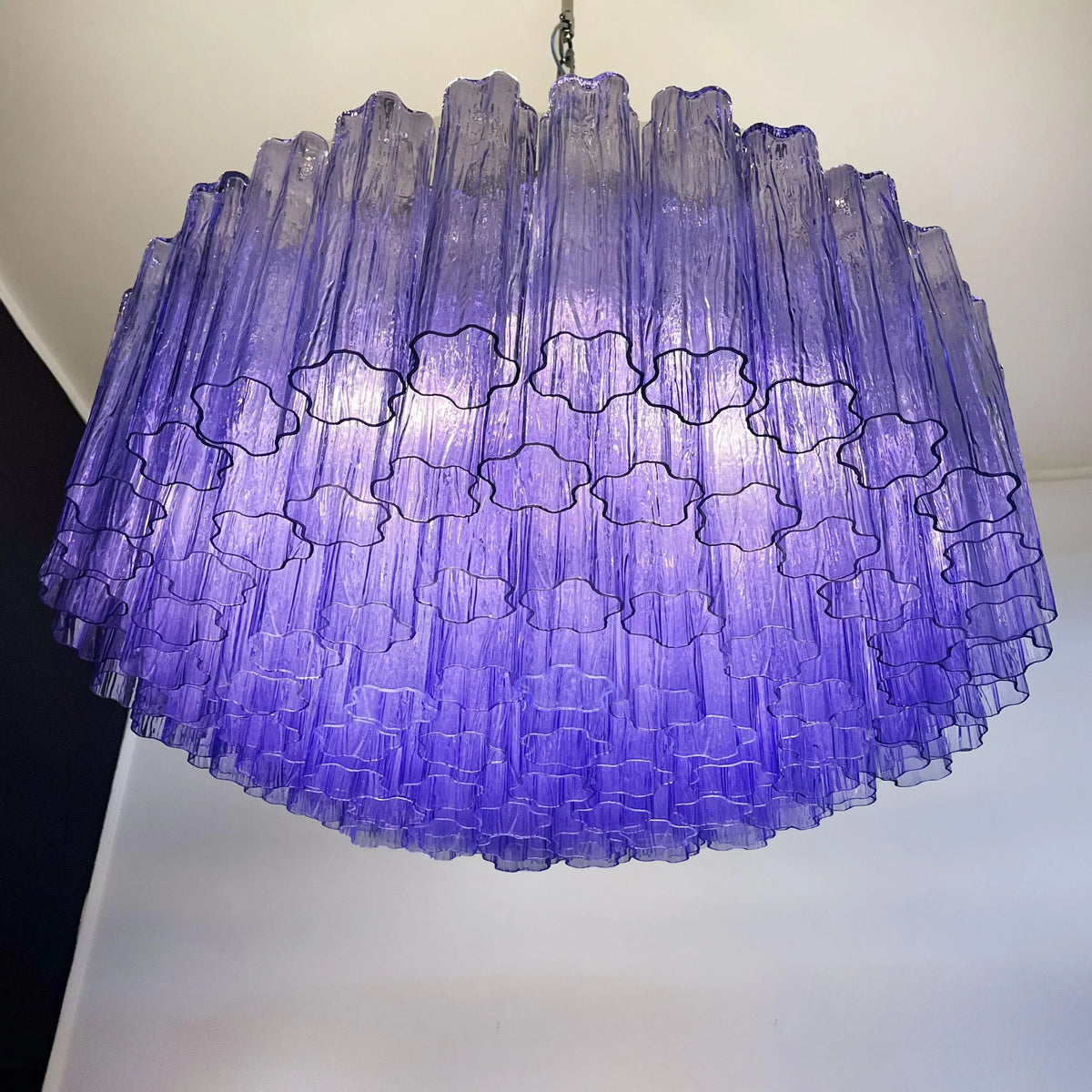Murano Large Amethyst Glass Tube Chandelier - view 13