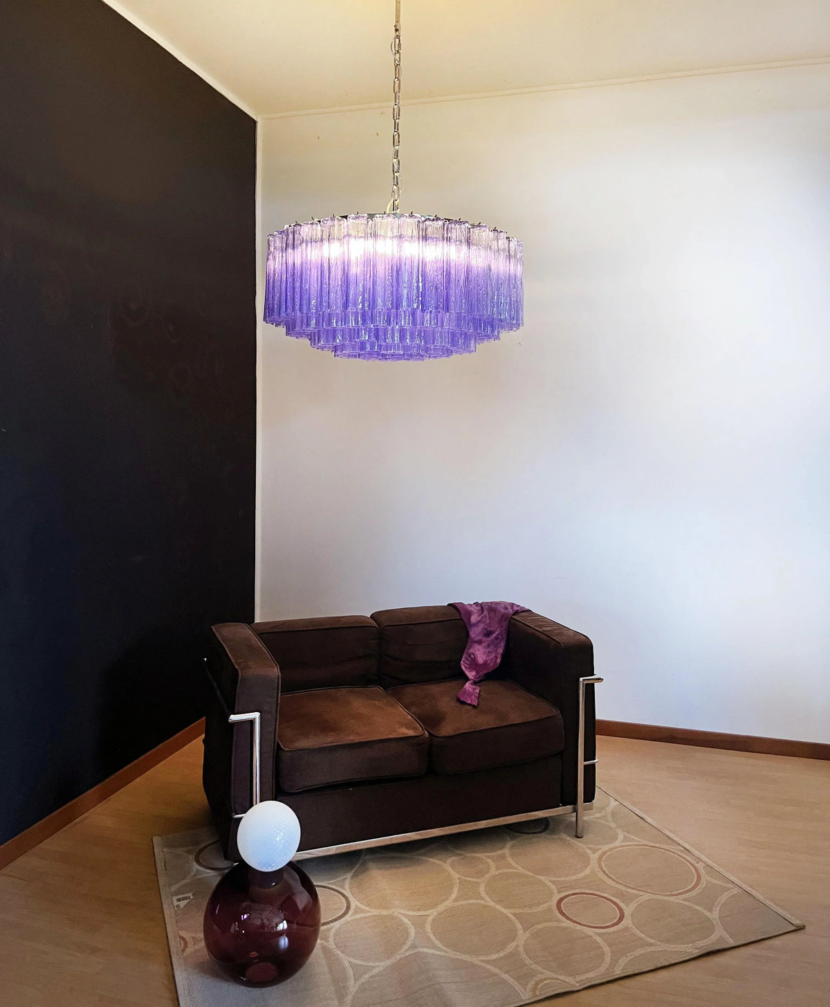 Murano Large Amethyst Glass Tube Chandelier - view 6