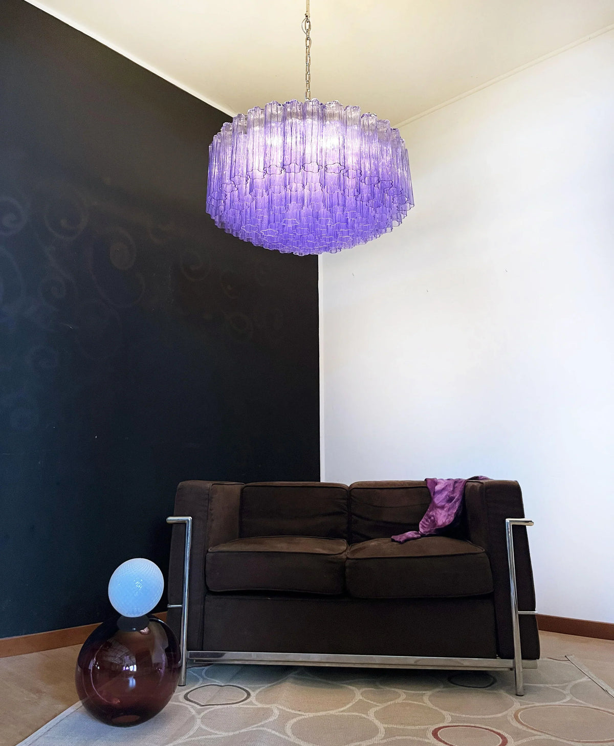 Murano Large Amethyst Glass Tube Chandelier - view 9