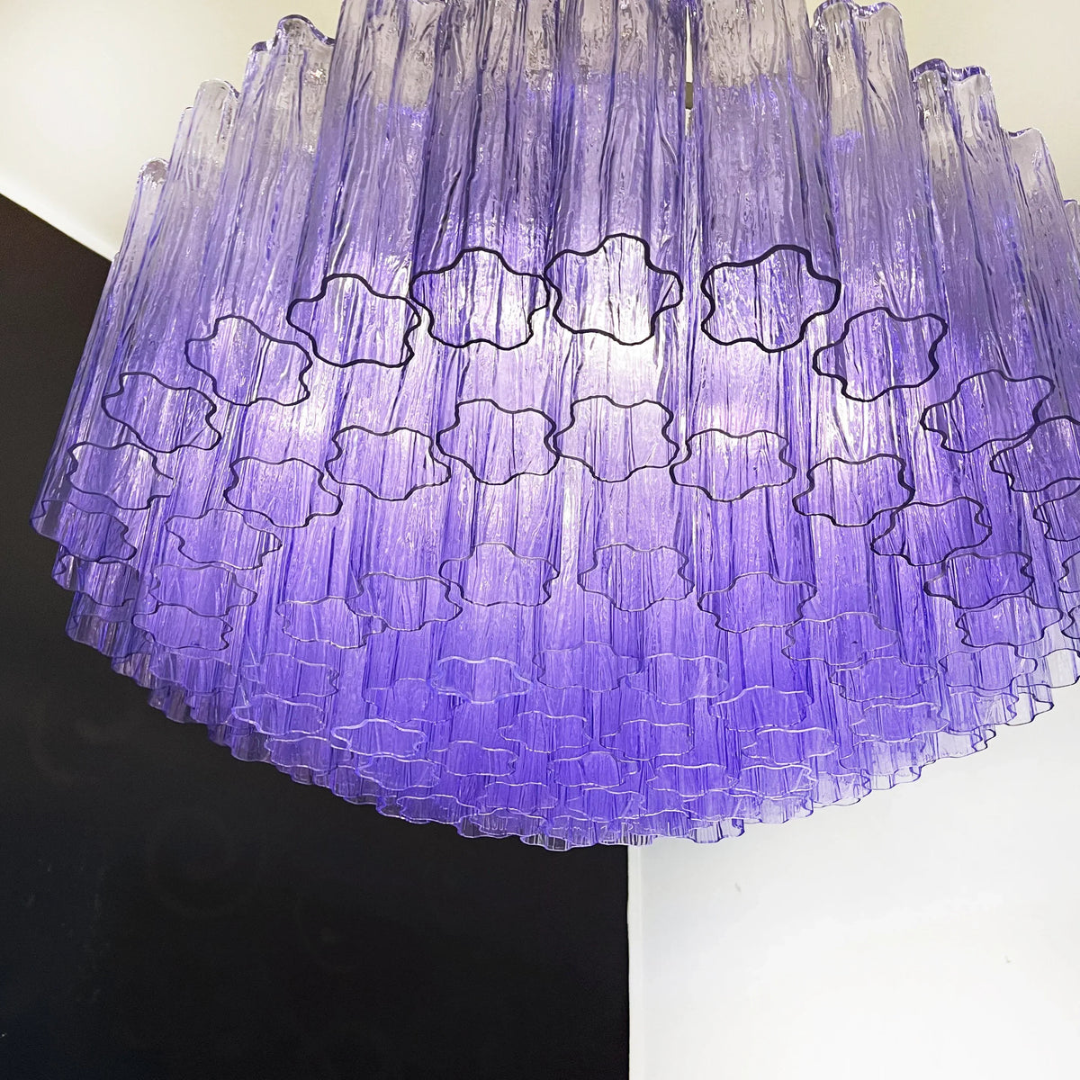 Murano Large Amethyst Glass Tube Chandelier - view 15