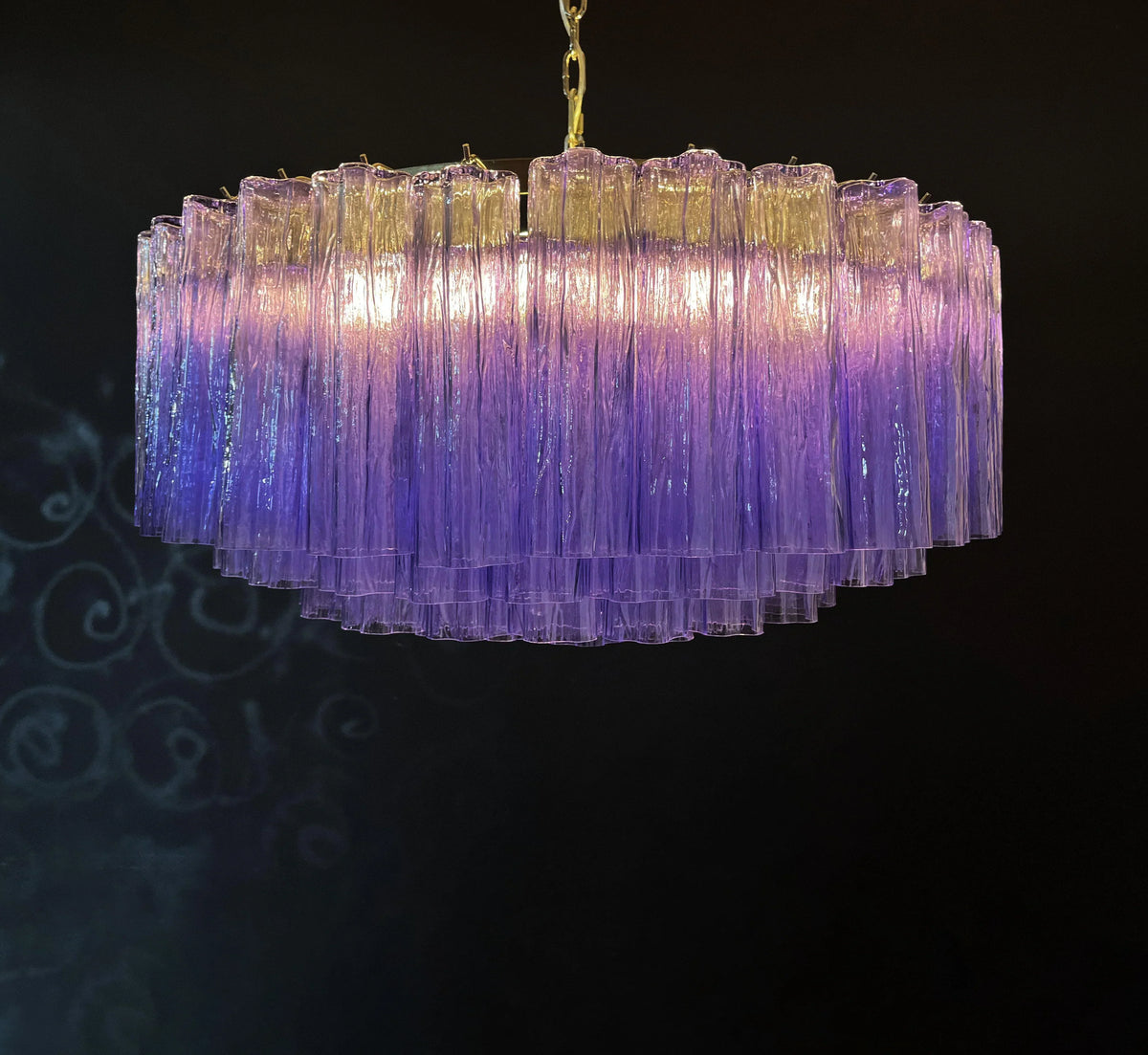 Murano Large Amethyst Glass Tube Chandelier - view 11