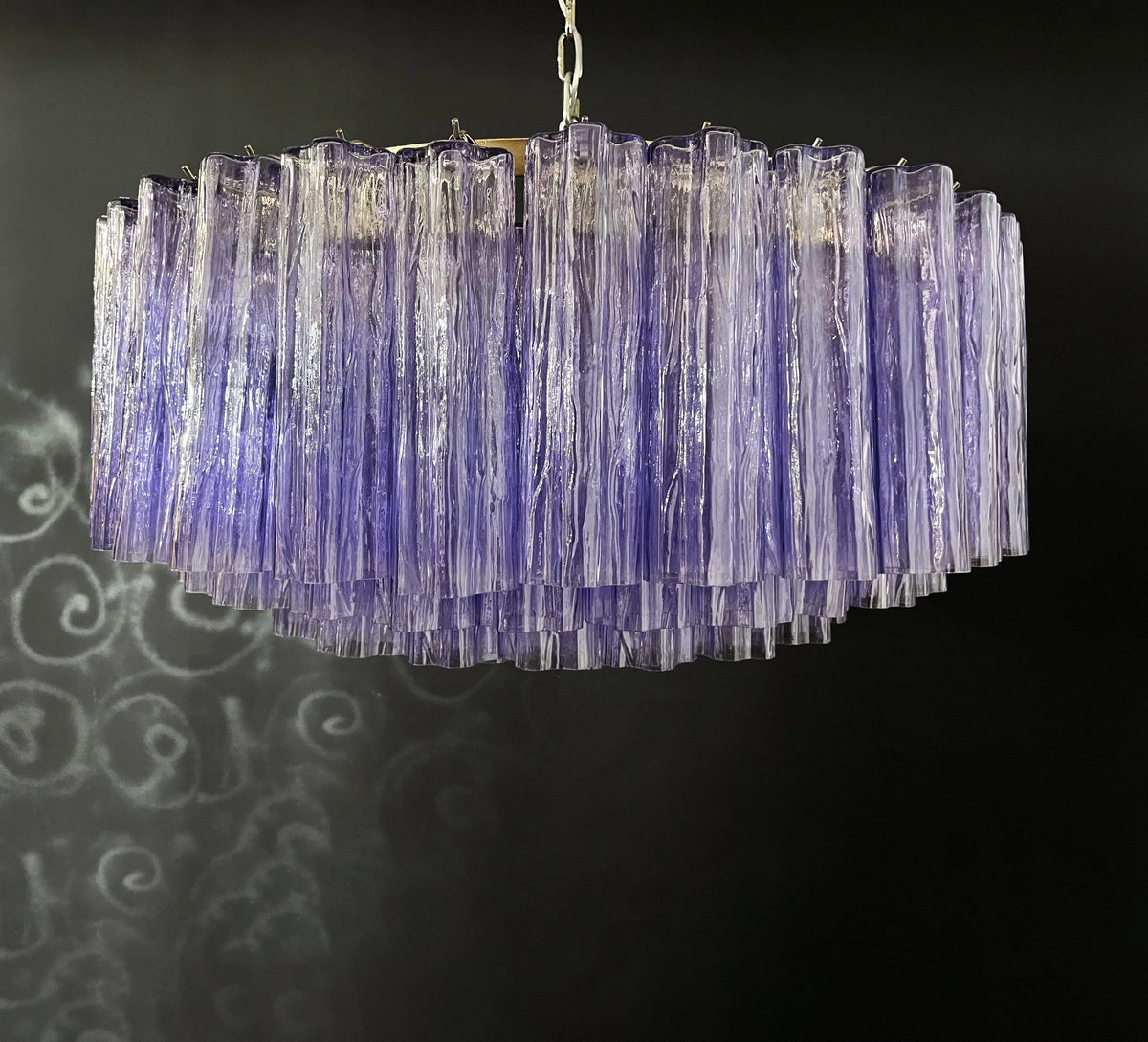 Murano Large Amethyst Glass Tube Chandelier - view 12