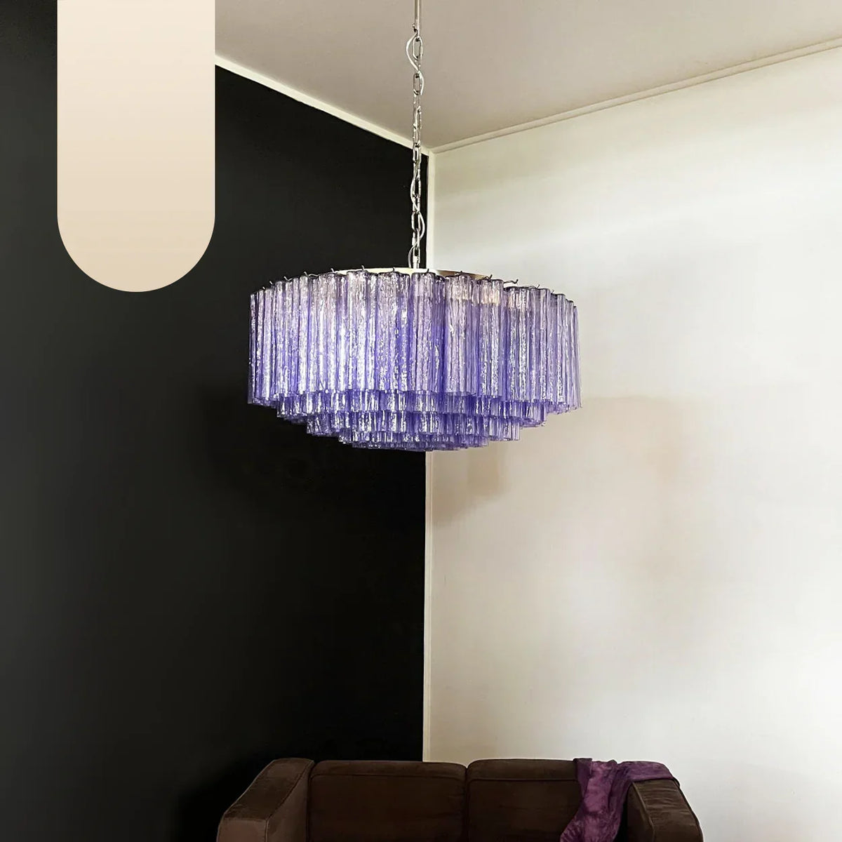 Murano Large Amethyst Glass Tube Chandelier - view 17