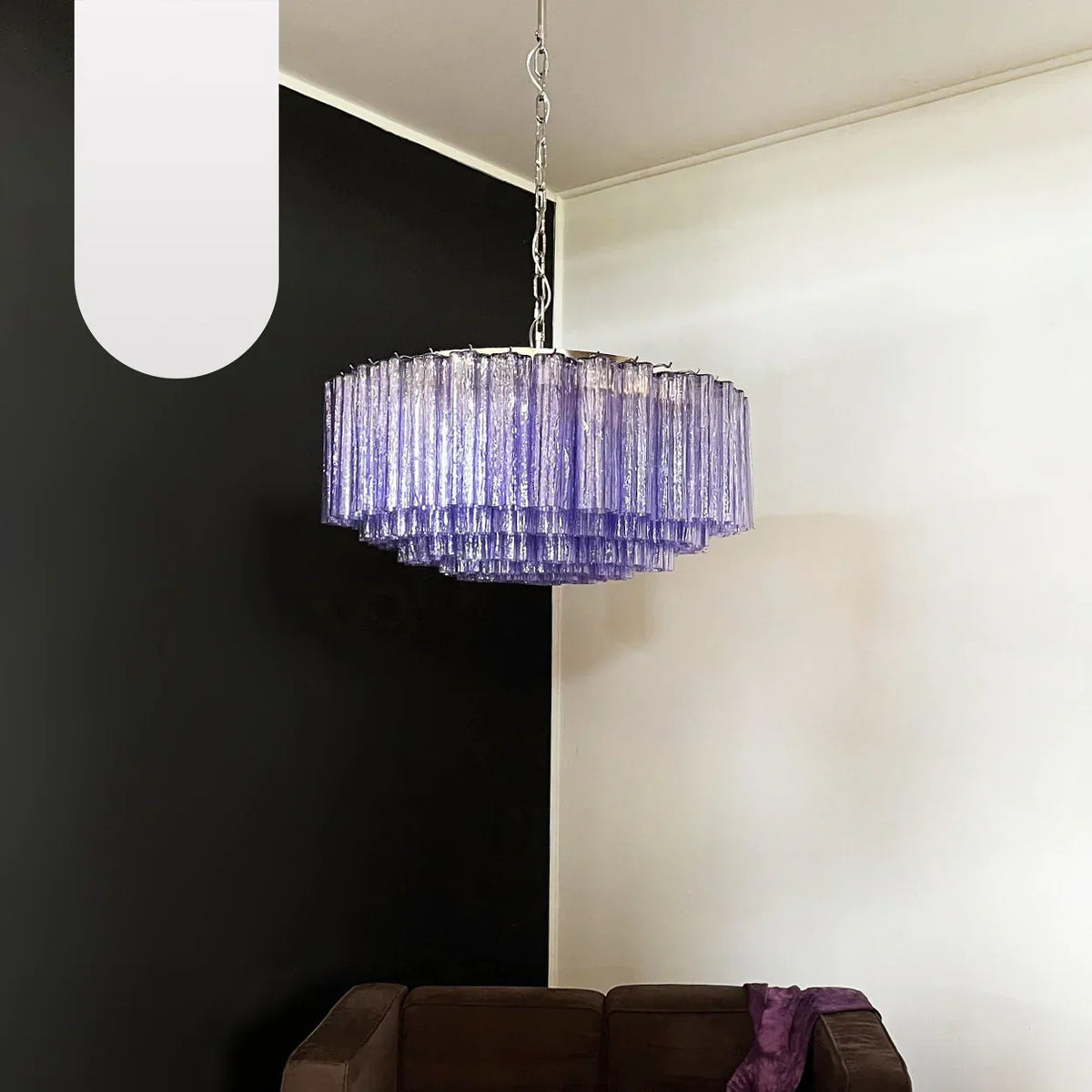 Murano Large Amethyst Glass Tube Chandelier - view 18