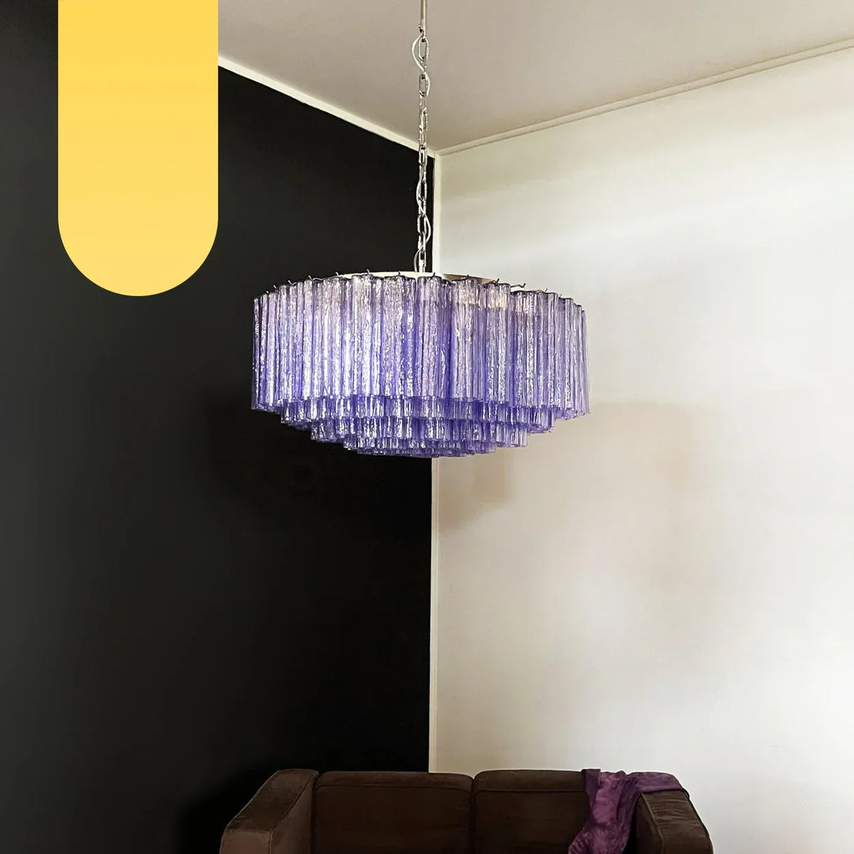 Murano Large Amethyst Glass Tube Chandelier - view 19