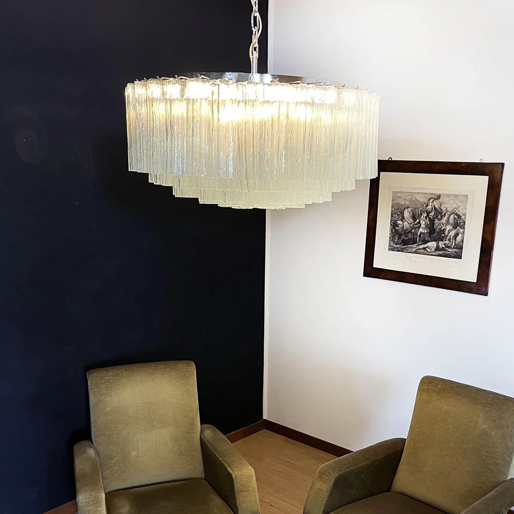 Murano Large Transparent Glass Tube Chandelier - view 2